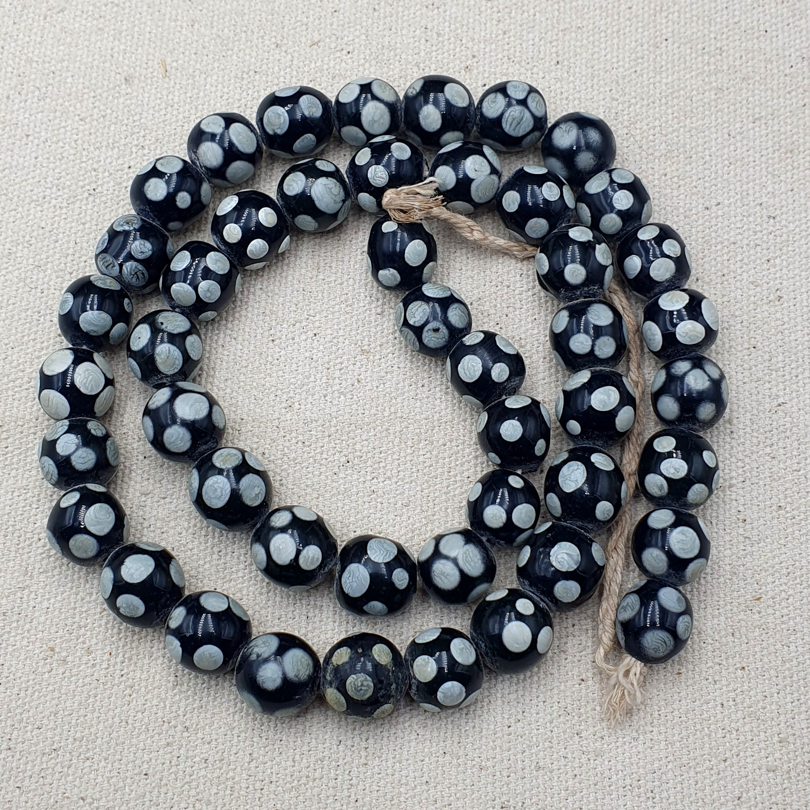 Authentic Vintage African Glass Beads Necklace Skunk Bead Design