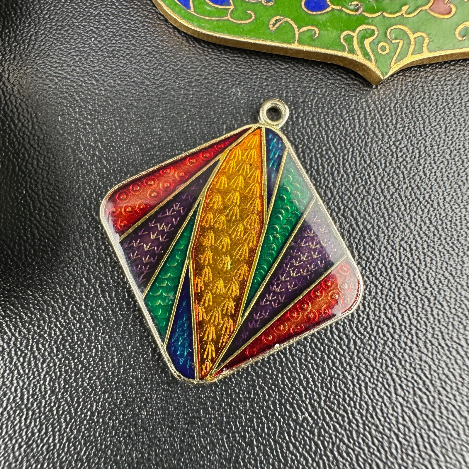 Vintage Cloisonne Enamel Pendant Lot LG Heavy Medallions Puffy Peacock WWII 71st