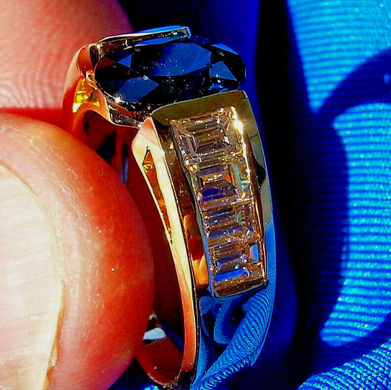 Original EARTH MINED SAPPHIRE DIAMOND Engagement Ring Deco Style SOLID 18K GOLD