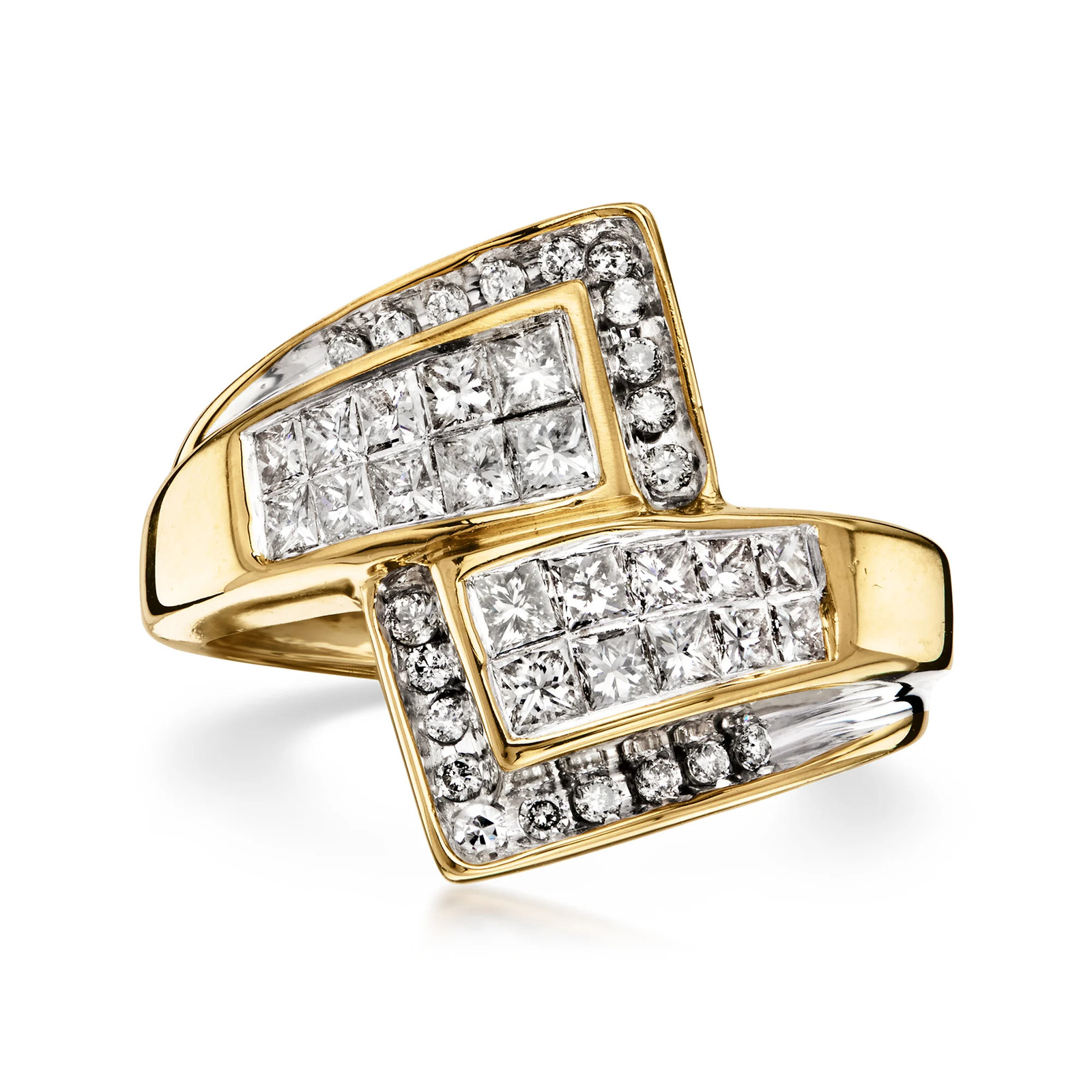 Vintage 1.20 ct. t.w. Diamond Bypass Ring in 14kt Yellow Gold. Size 7
