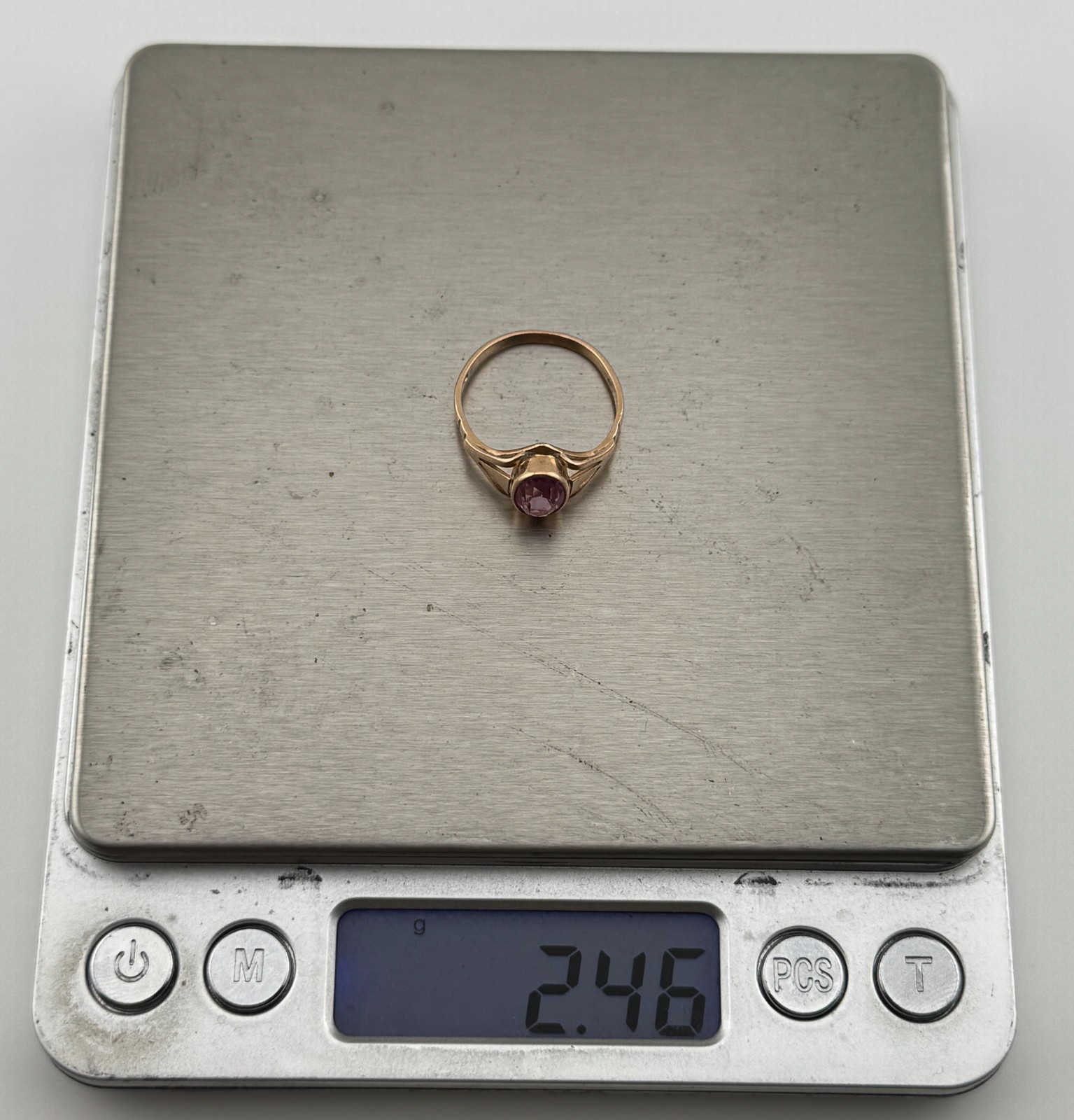 Soviet 14K Rose Gold Ruby Ring Vintage USSR 583 Hallmark Ukraine