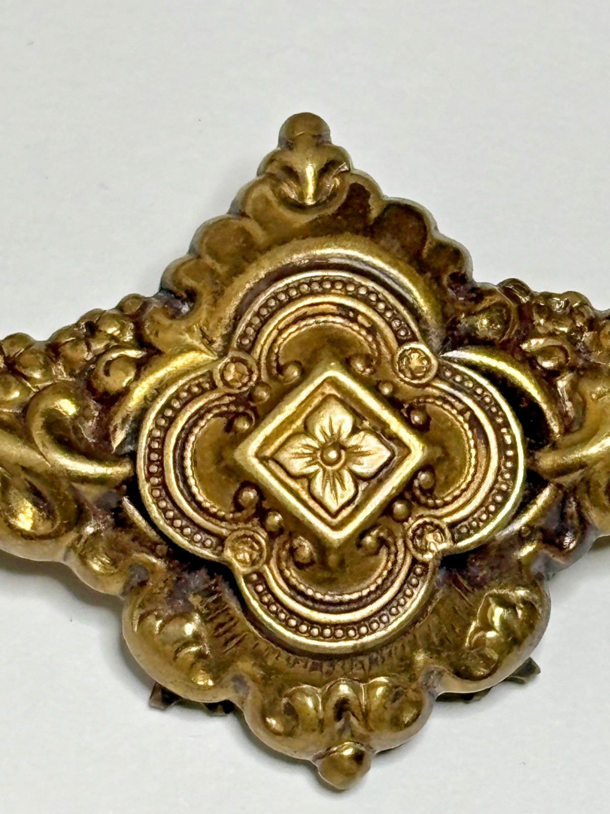 Antique Victorian Etruscan Style Pinchbeck Brooch