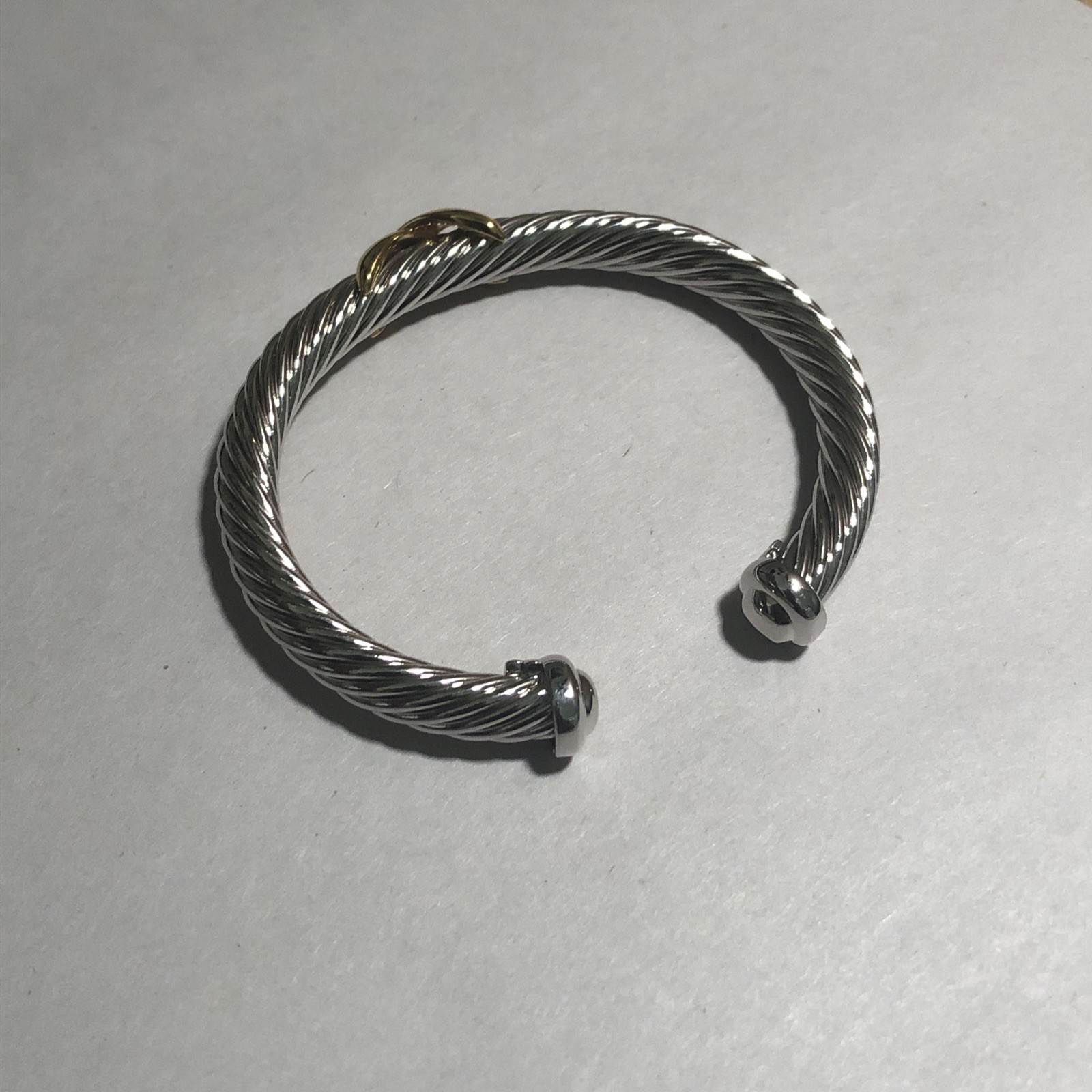 Vintage Cable Cuff Bracelet With Gold X 7MM
