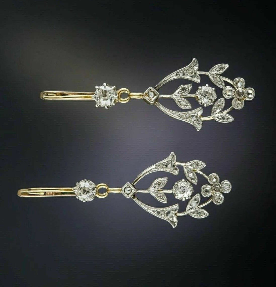 1.5Ct Art Deco Style Diamond Drop Dangle Engagement Wedding 14k Gold FN Earrings