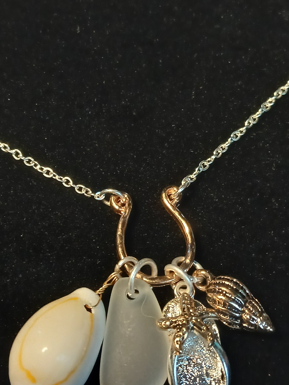 Vintage Delicate Sterling Silver Plated Baroque Charm Necklace