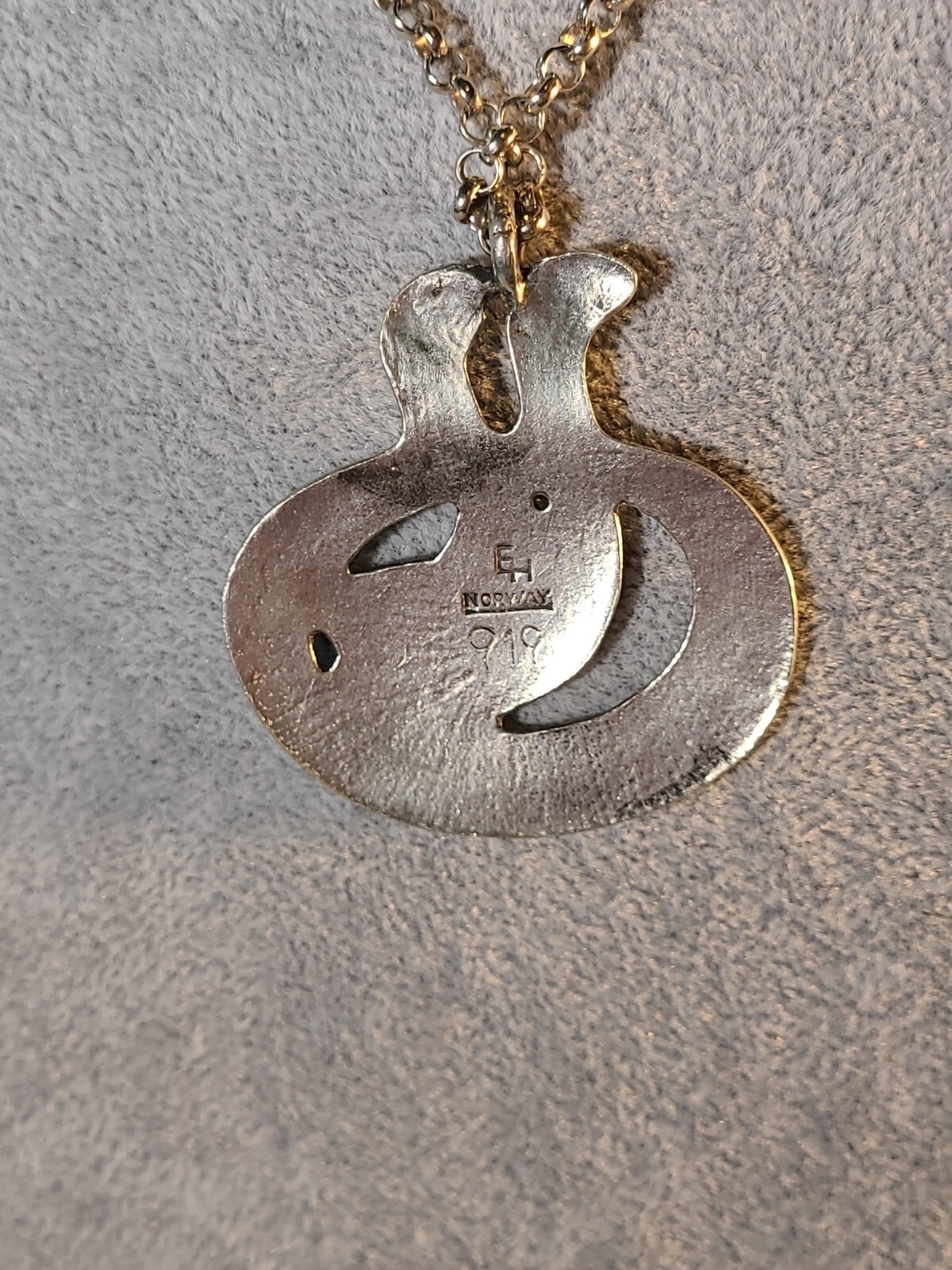 Vintage Eivind Hillestad Norway Pewter Signed EH Pendant Necklace 1960’s