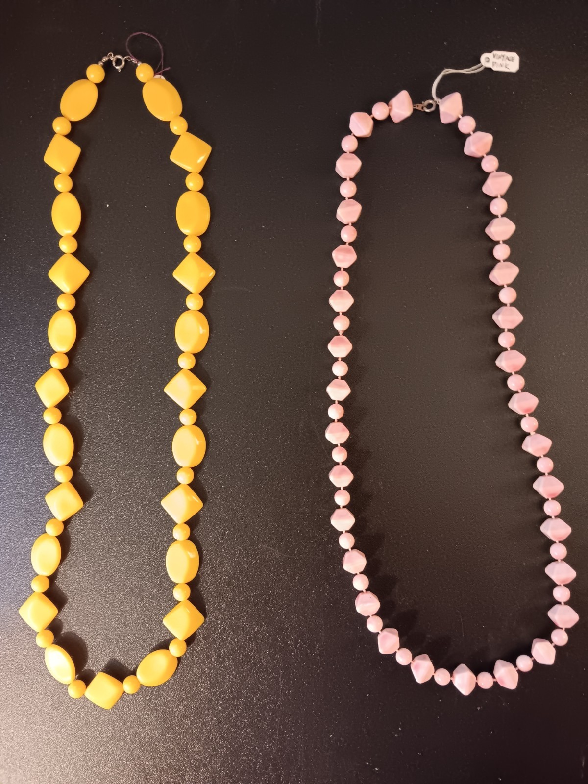 Vintage Opaque Pink (Graduated tones) Faceted & Round Plastic Bead Necklace