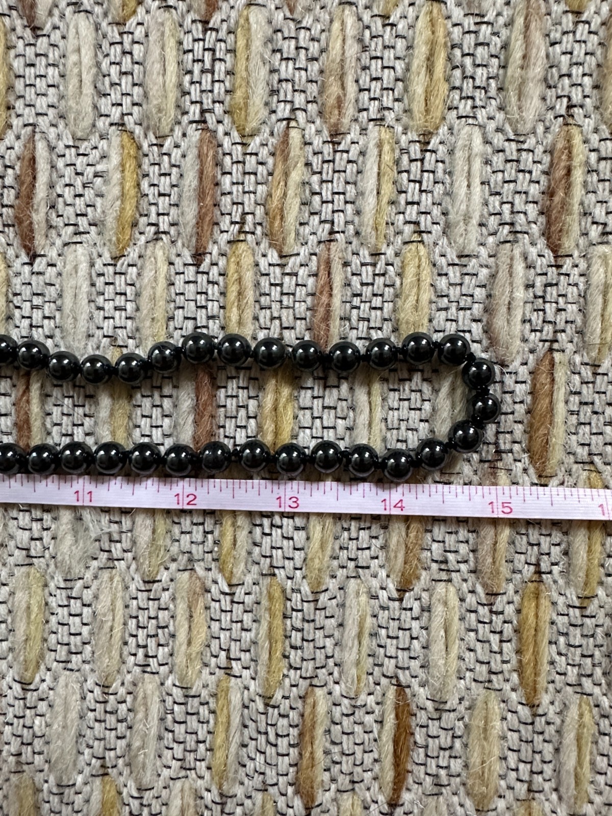 Vintage Hand Knotted Hematite Bead Single Strand Long Necklace, 1960s