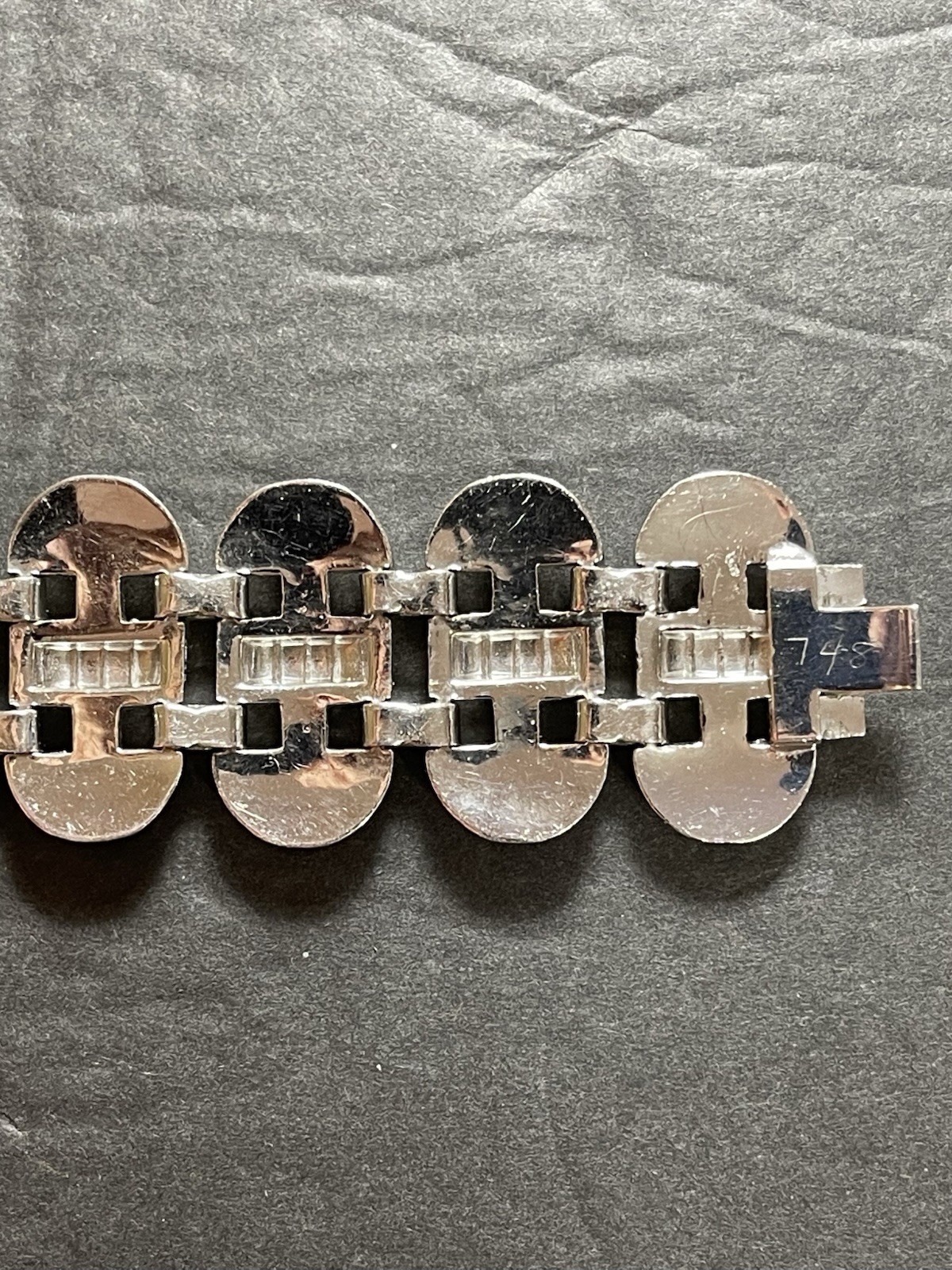 Beautiful 1950’s Rhinestones and Rhodium Plated Bling Bracelet
