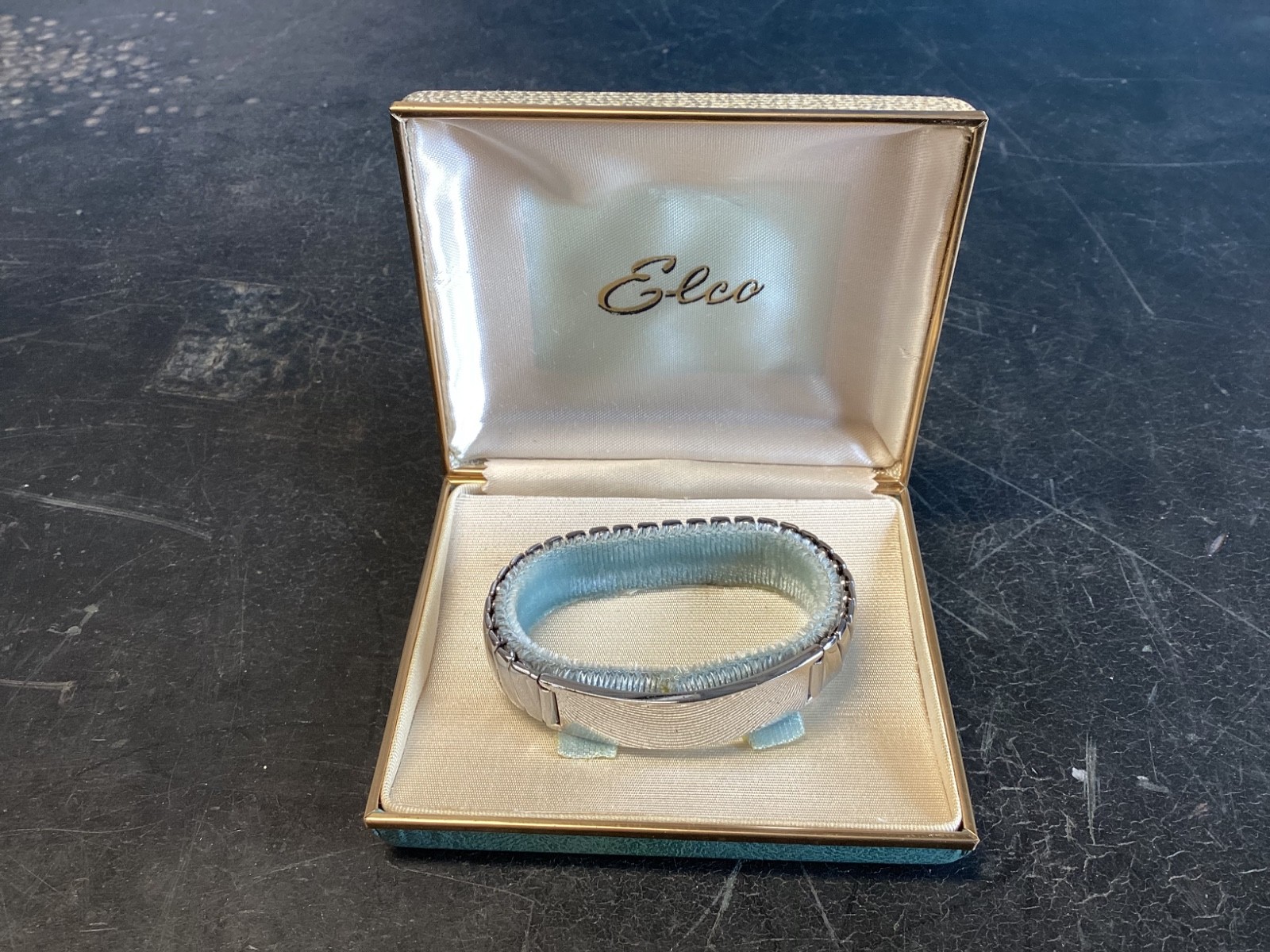 NICE UNUSED VINTAGE 50’s ERA ELCO STERLING ID BRACELET W/ORIGINAL BOX