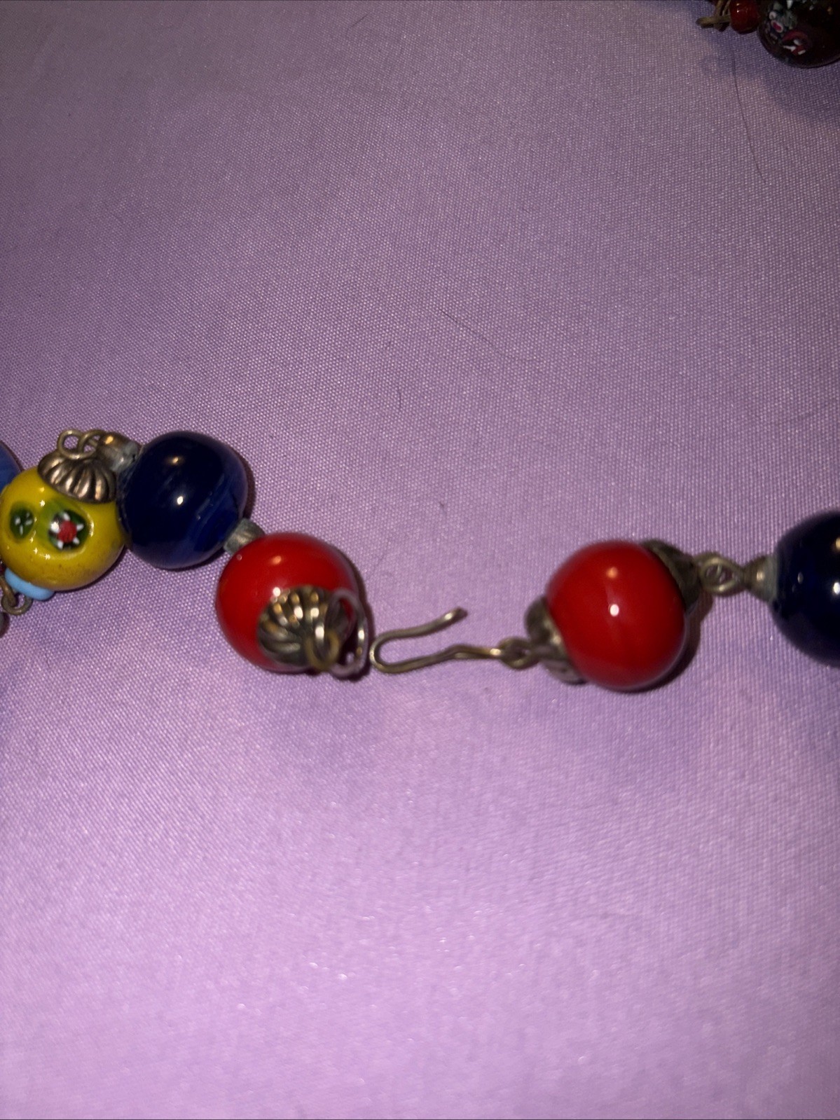 Vintage Italian Murano Millefiori Glass Bead Necklace 18” Long