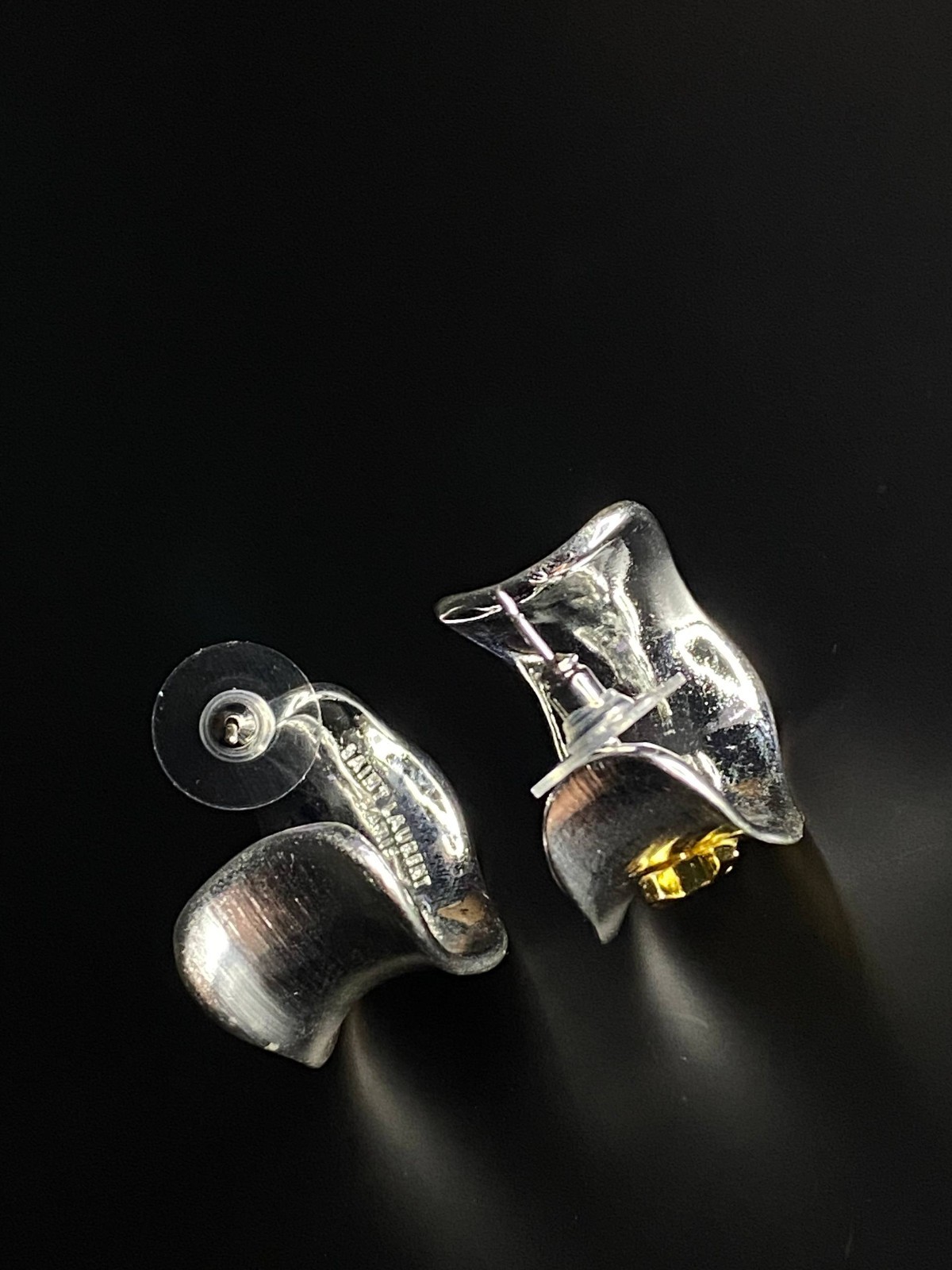 Vintage Yves Saint Laurent Two-Tone Sculptural Earrings 3cm
