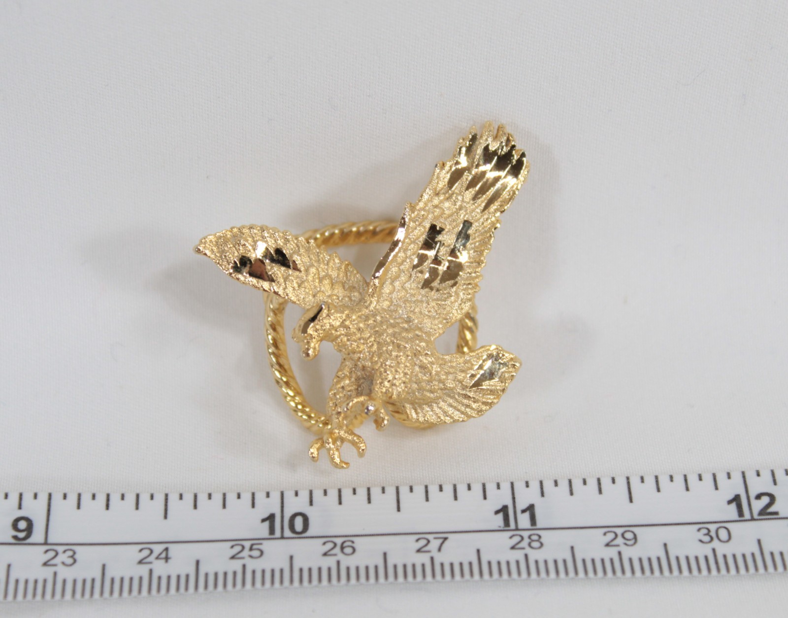 Flying Eagle Scarf Slide Gold Tone Patriotic Jewelry Bolo Beautiful! UNUSED