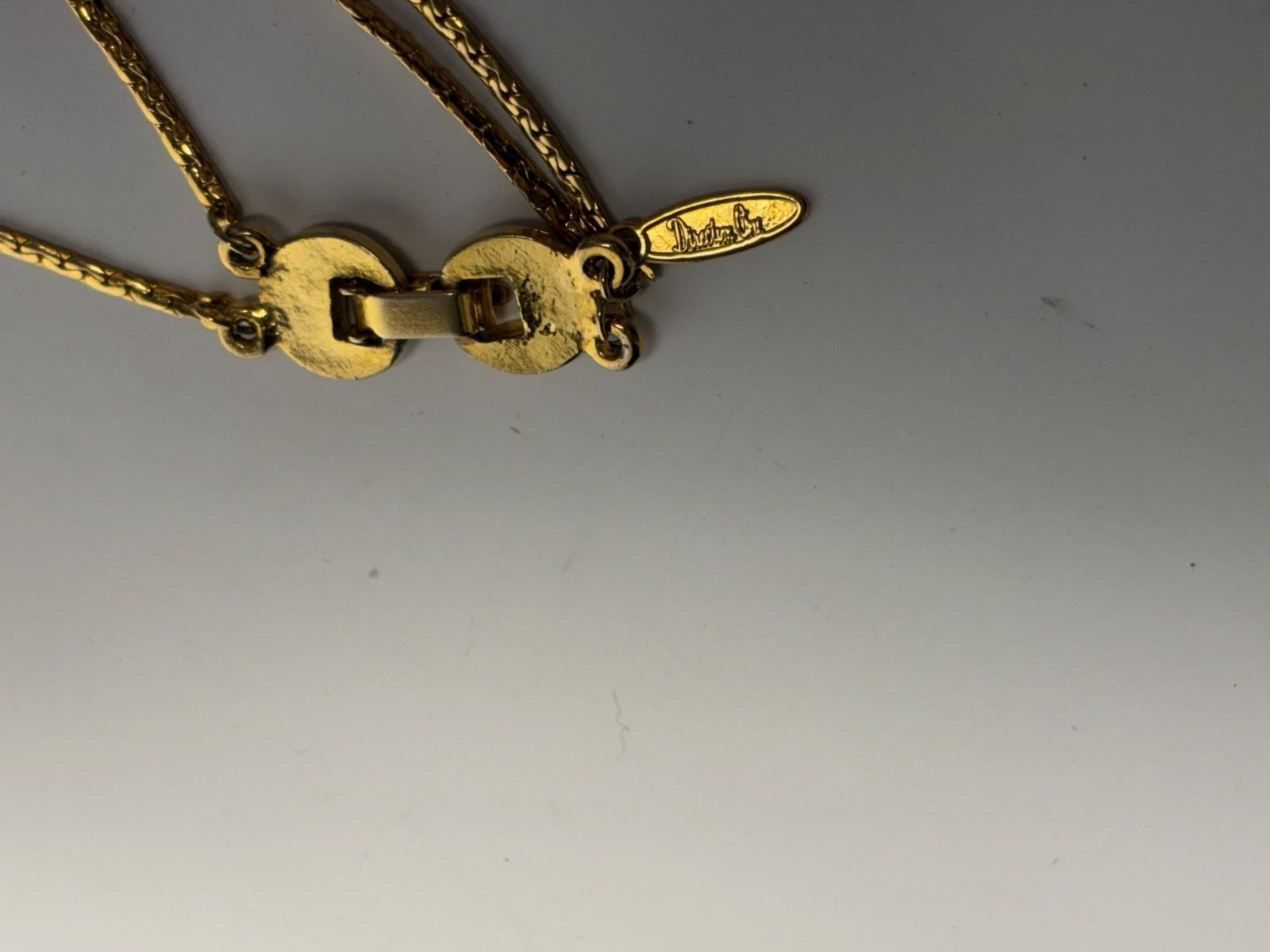 Necklace Long Multi Layer Chain Gold Tone Signed Interesting Large Clasp