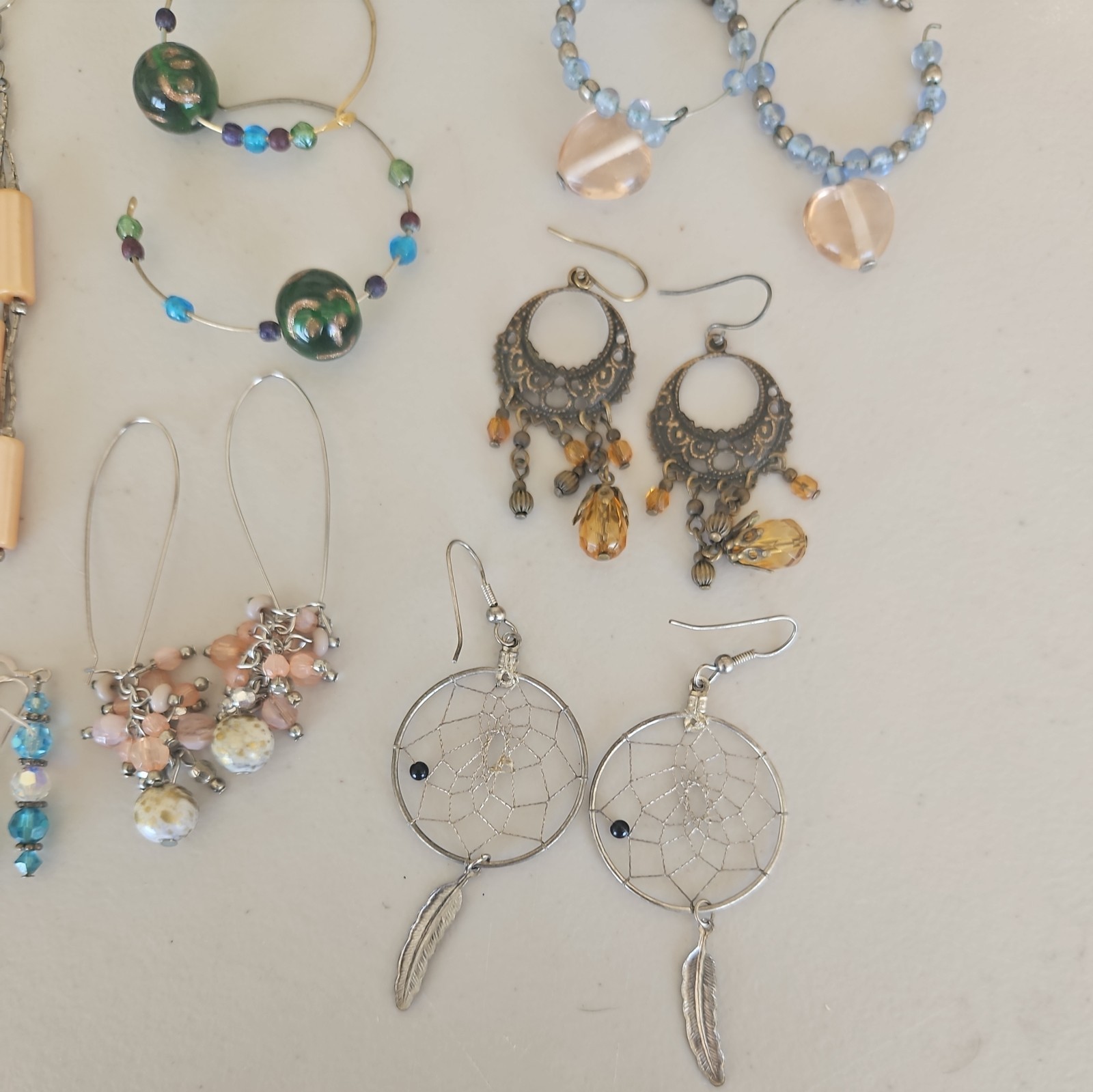 Vintage Pierced Earrings Lot Of 10 Pairs Various Lengths Styles Material 21