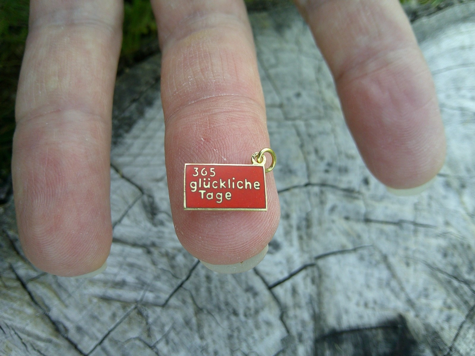 GERMAN Art Deco 14K Gold Enamel 365 glückliche Tage lucky Days Pendant Charm 🍀
