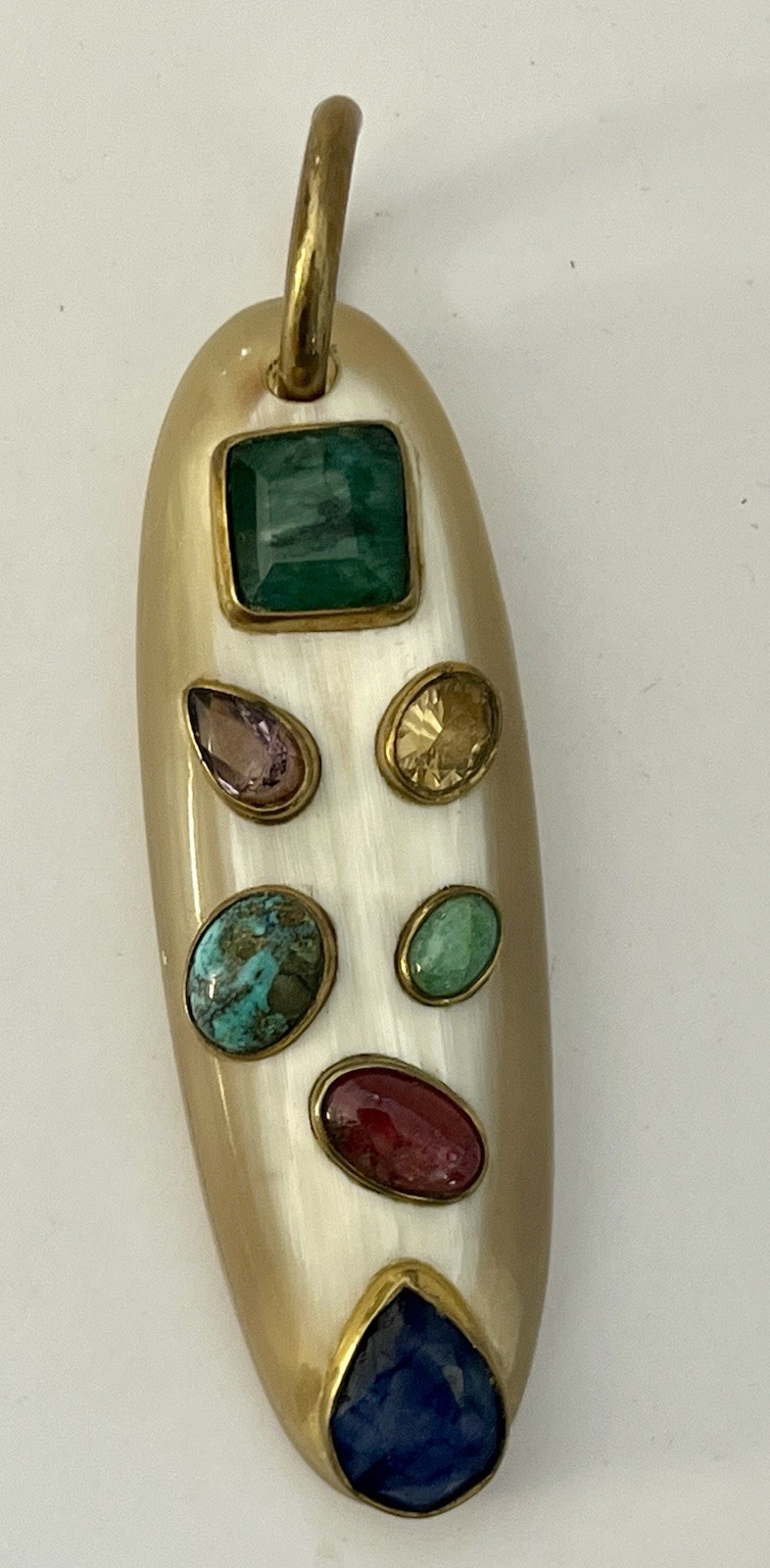 Ashley Pittman Pendant Signed AP Kenya Vintage Gemstones Horn? Bone? Vtg Jewelry