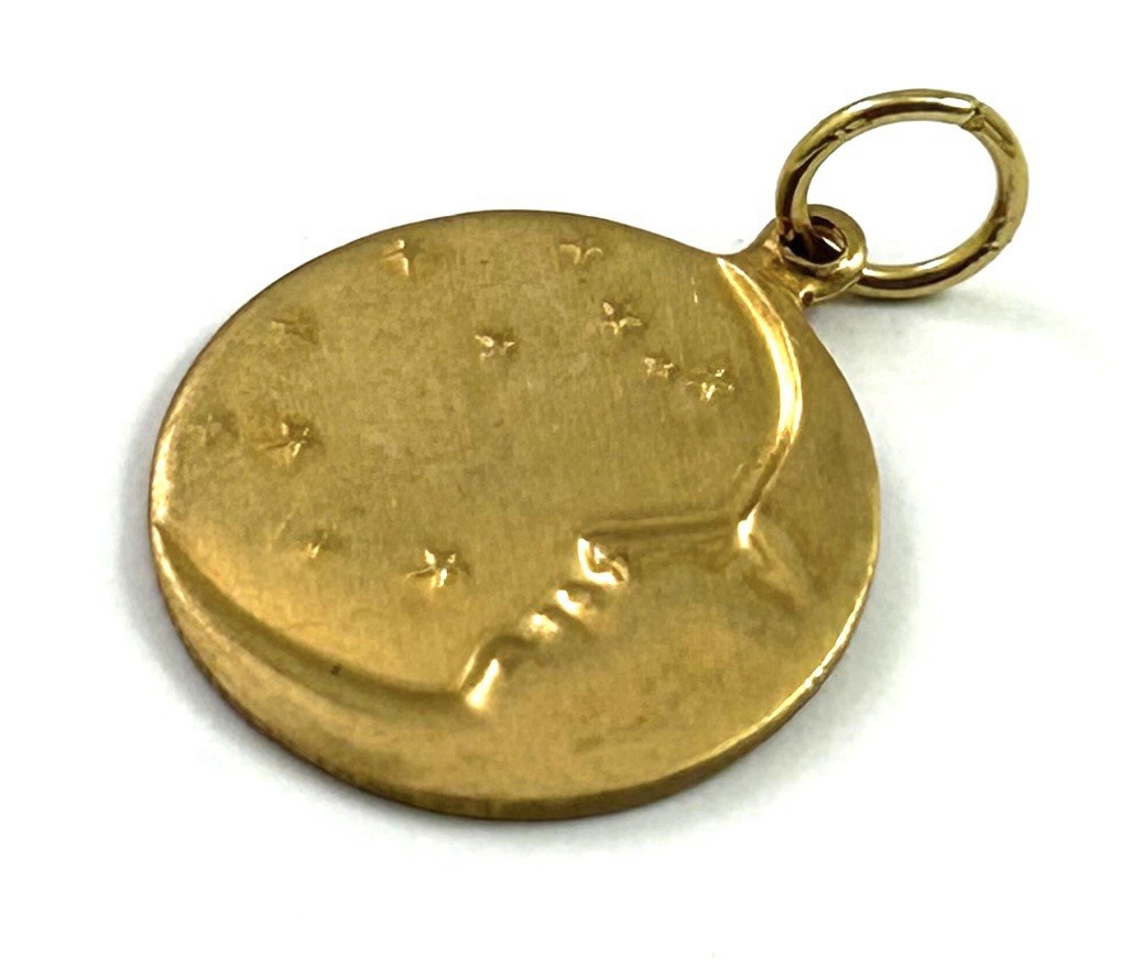 Vintage Charm Moon Tiny Pendant Brass Metal Crescent Moon Face Stars Celestial