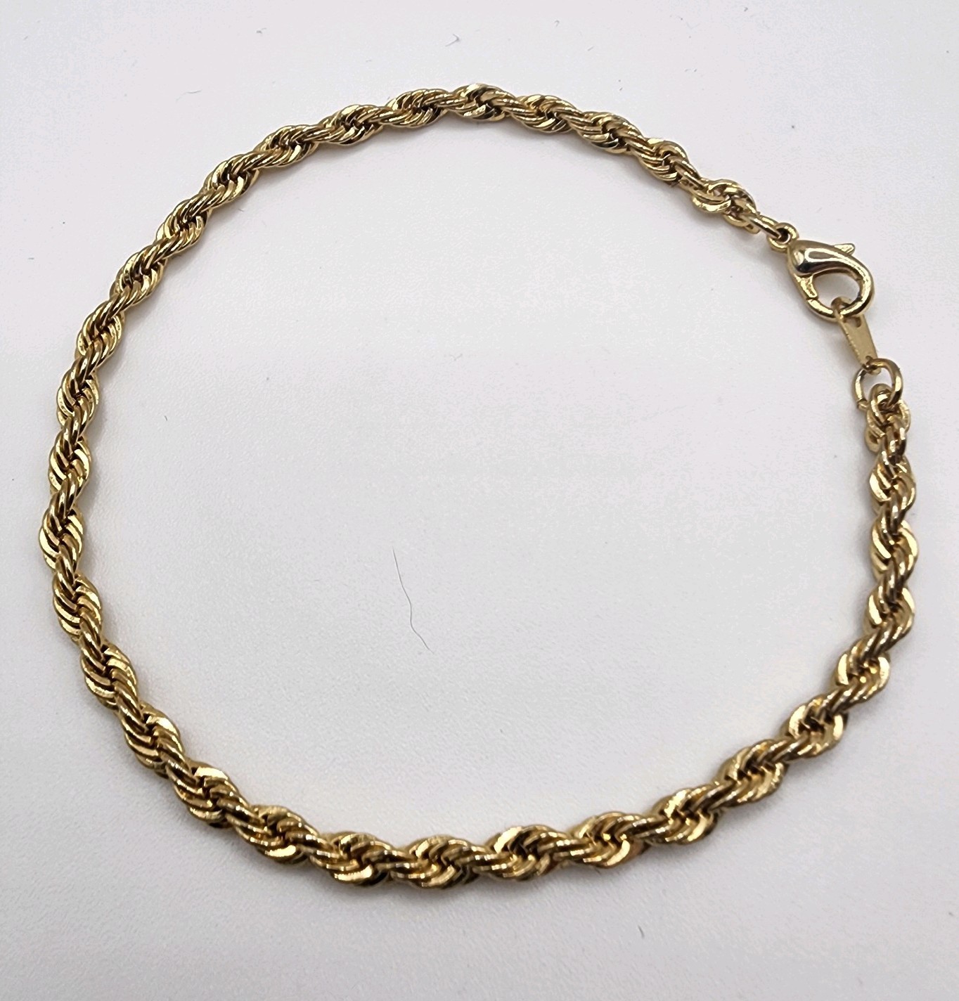 Vintage Gold Tone Twisted Triwl Rope Chain Elegant Bracelet 7.5” Jewelry Gift