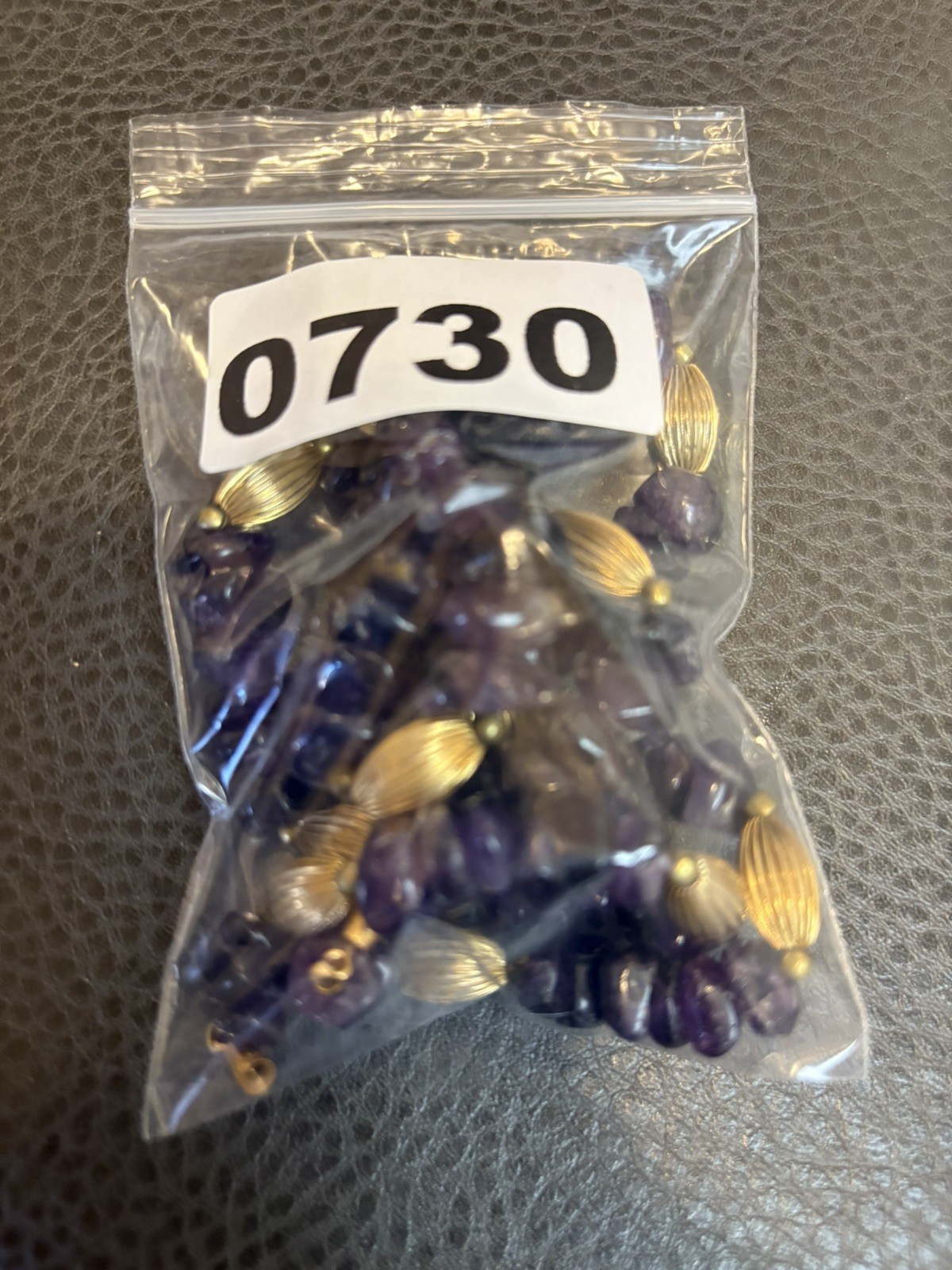 Genuine Dark Purple Amethyst Nugget Beaded Vintage Gold Tone Chunky Necklace 24”
