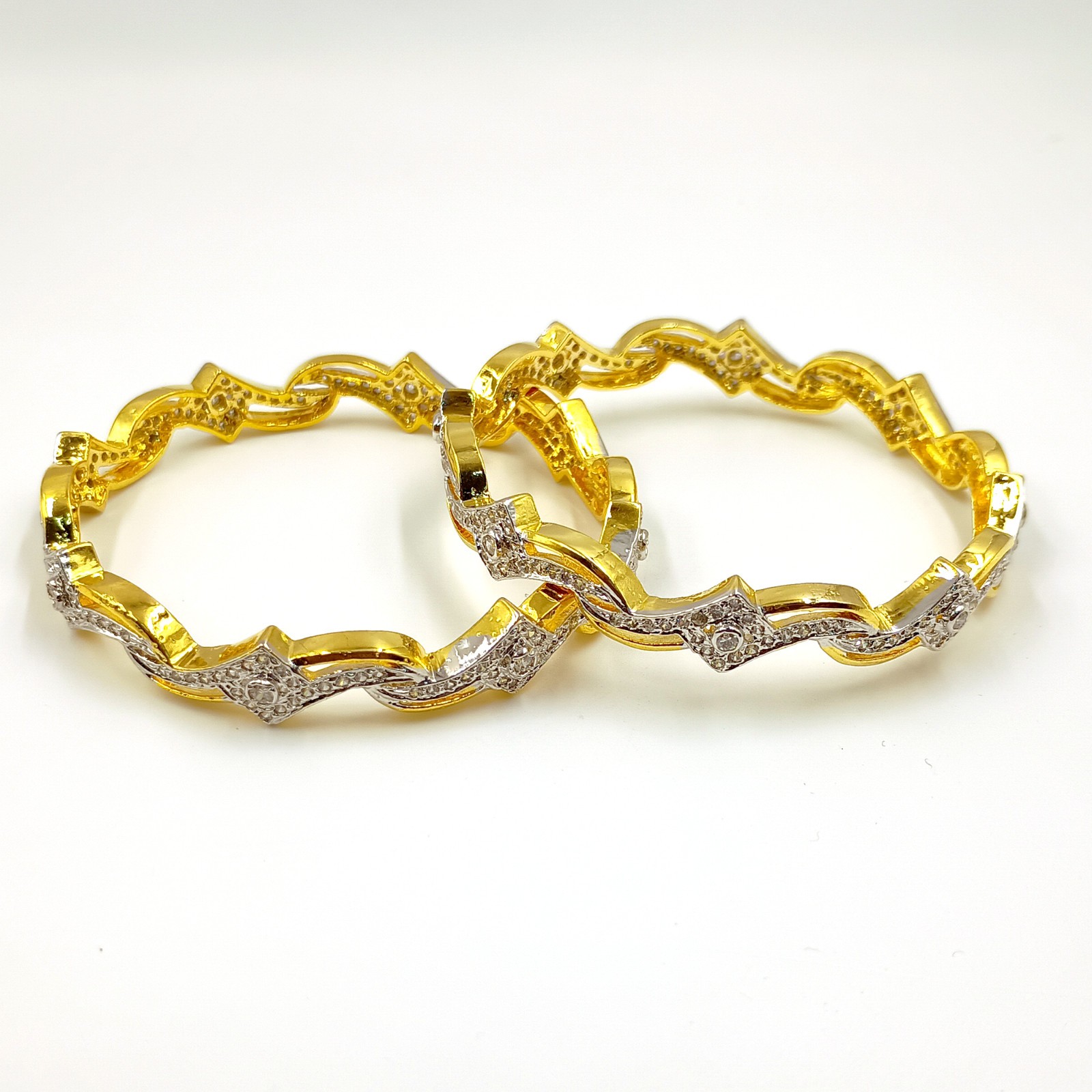 Handcrafted 22K Gold Plated Bangle Set Indian Wedding CZ Traditional Jewelry Gif