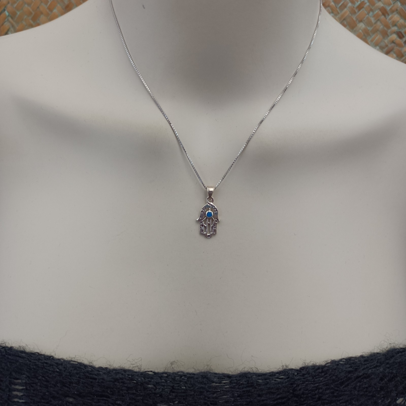 Sterling Silver Hamsa Necklace Eshet Chayil Blessing Meaningful Gift For Her 925