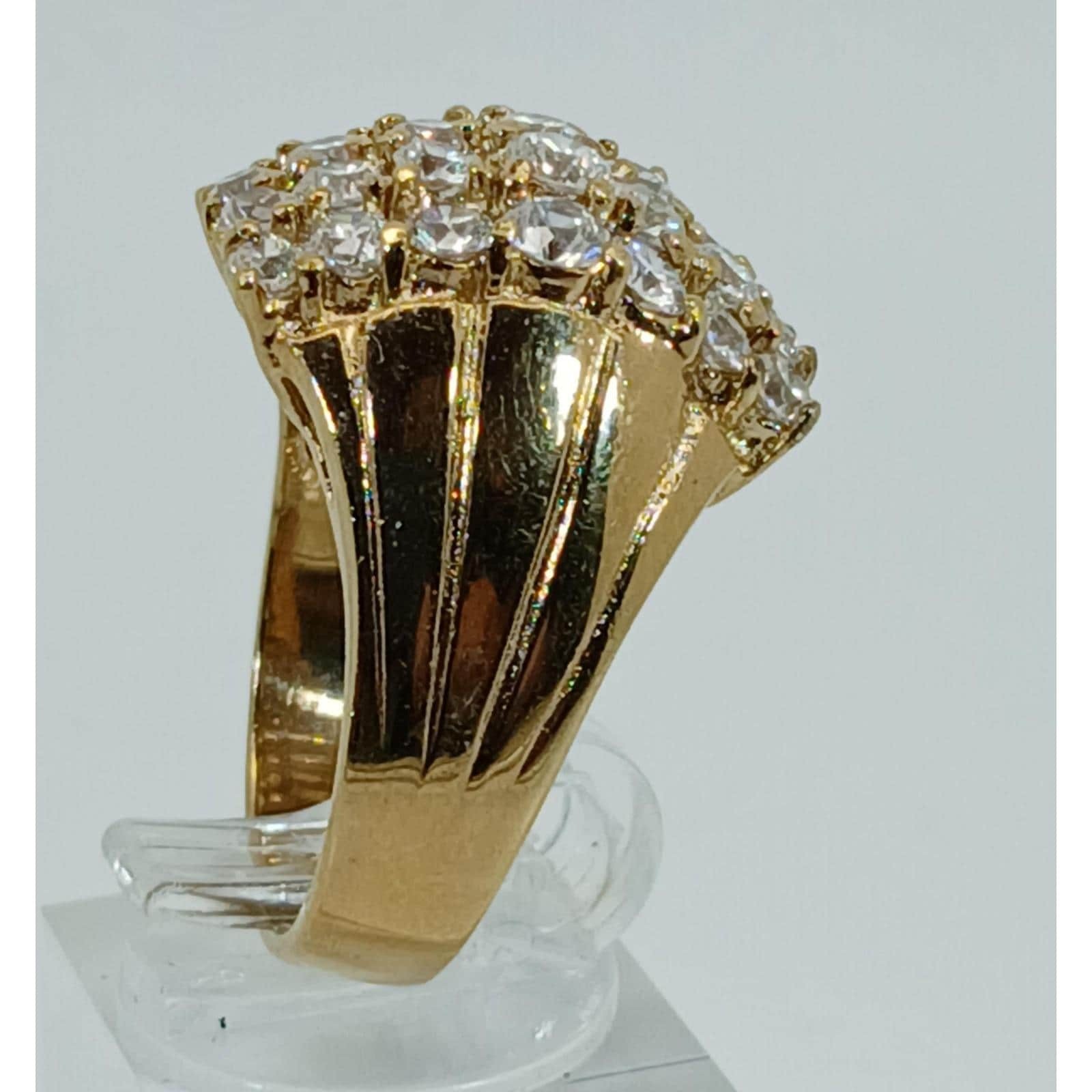 Vintage 1990s Gold Vermeil 925 Sterling Silver CZ Cluster Cocktail Ring Size 7