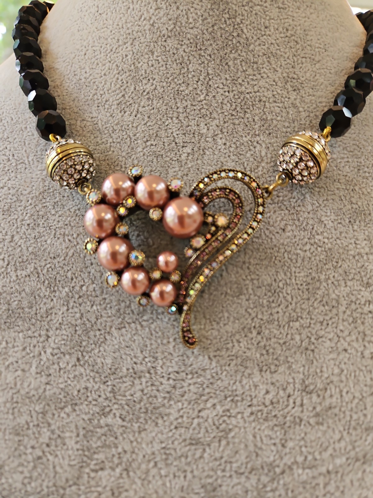 Heidi Daus Pink Pearl & Crystal MAGNETIC pendant From the Snap Apart Collection