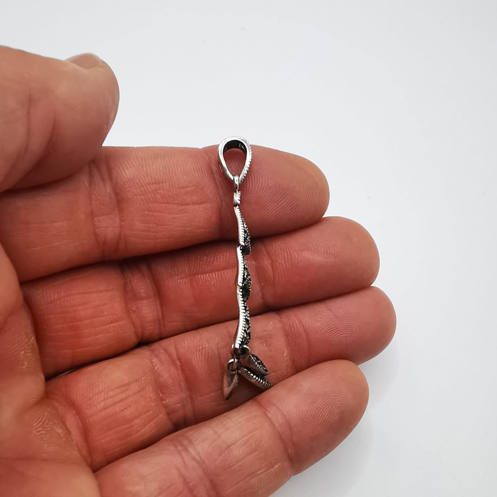 Vintage Elegant Pendant made of 925 Drop Silver,handmade Marcasite 4.61g