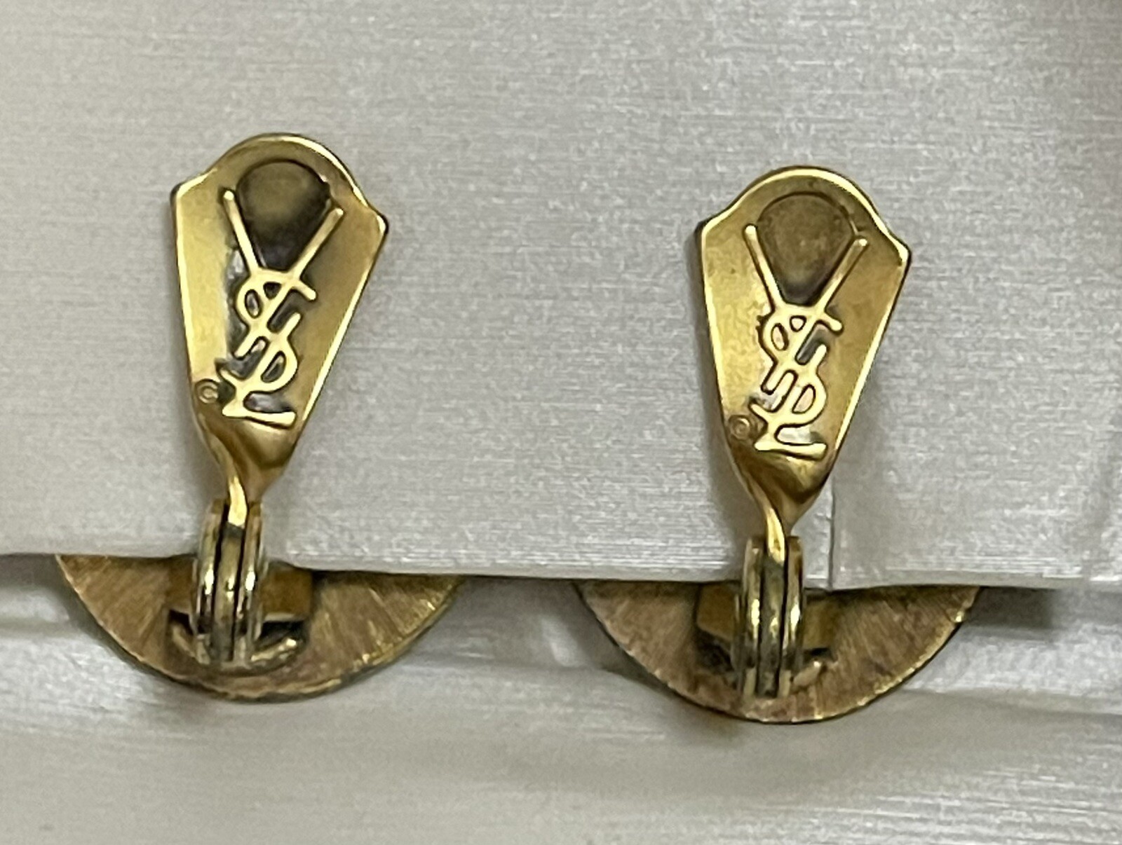 Vtg Signed YSL Yves Saint Laurent Purple Cabochon Clip-On Earrings For Repair