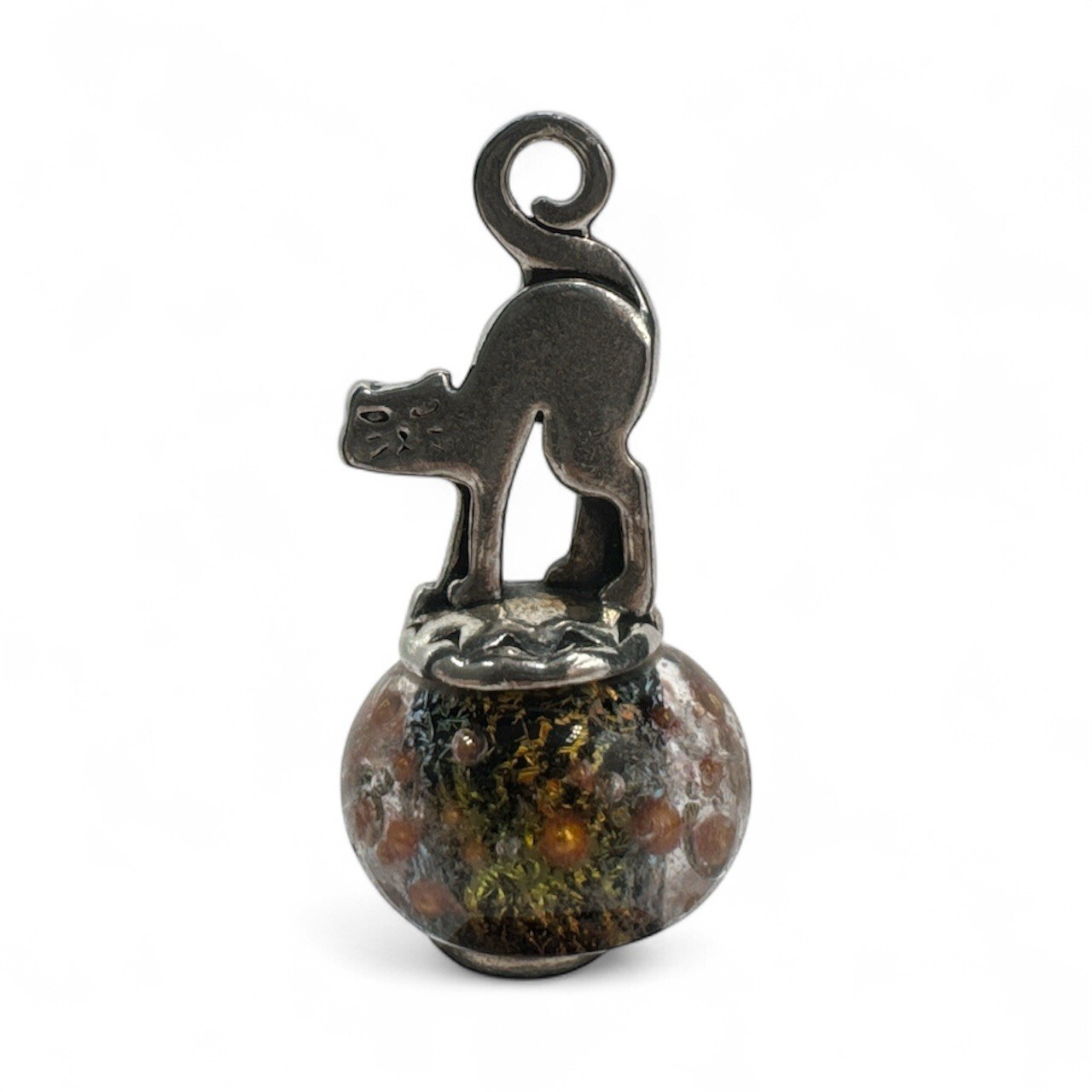 Retired James Avery Scaredy Cat Art Glass Charm 925 Sterling Silver
