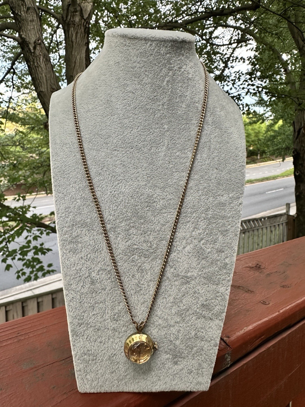 Vintage Seiko Jewels Pendant Watch Necklace Gold Filled Chain 7.3g Japan AS IS