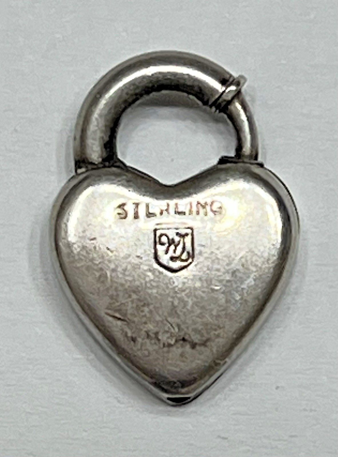 Sterling Silver Heart Locket Charm Pendant Puffy Signed Lampl Vintage Antique US
