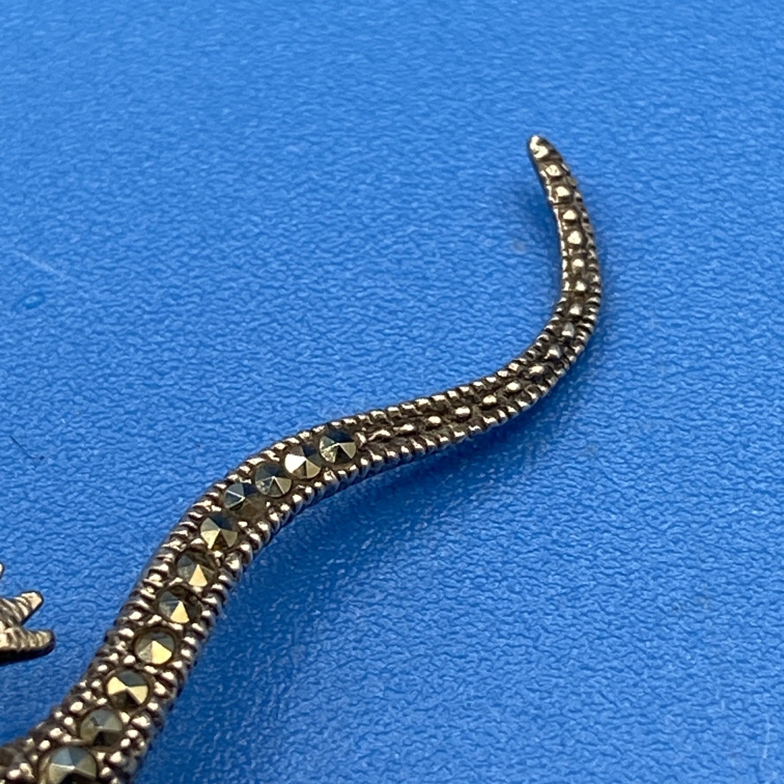 Lizard/Salamander vintage PIN Brooch Sterling Silver Marcasites signed 2.25″