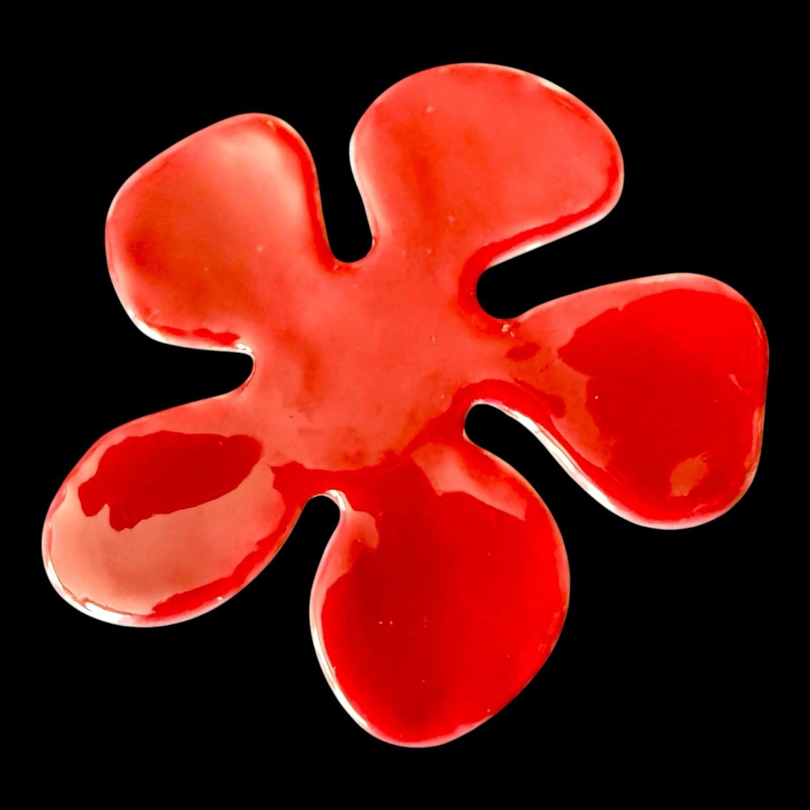 Enamel Flower Brooch Pilgrim Red Pop Art Abstract Flower Pin Vintage Denmark
