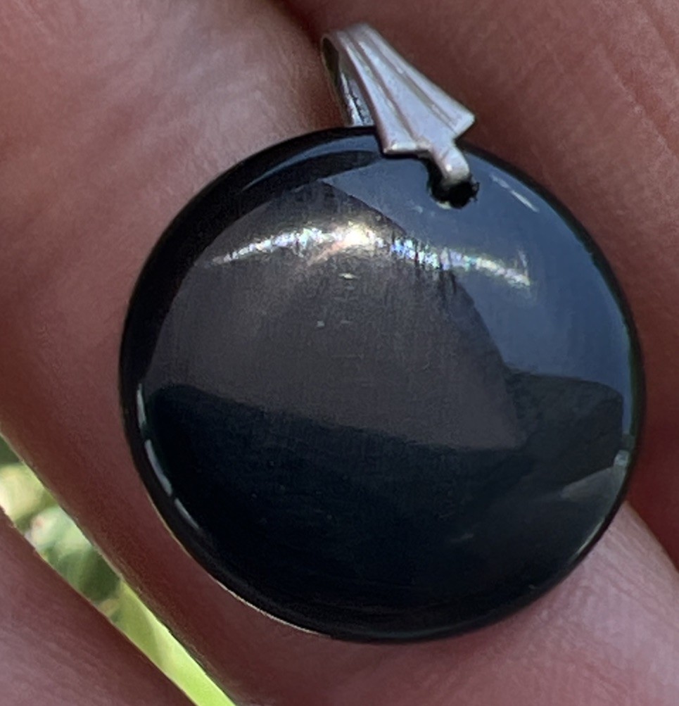 Vintage Moon Star Black Glass Pendant Charm 3/4”