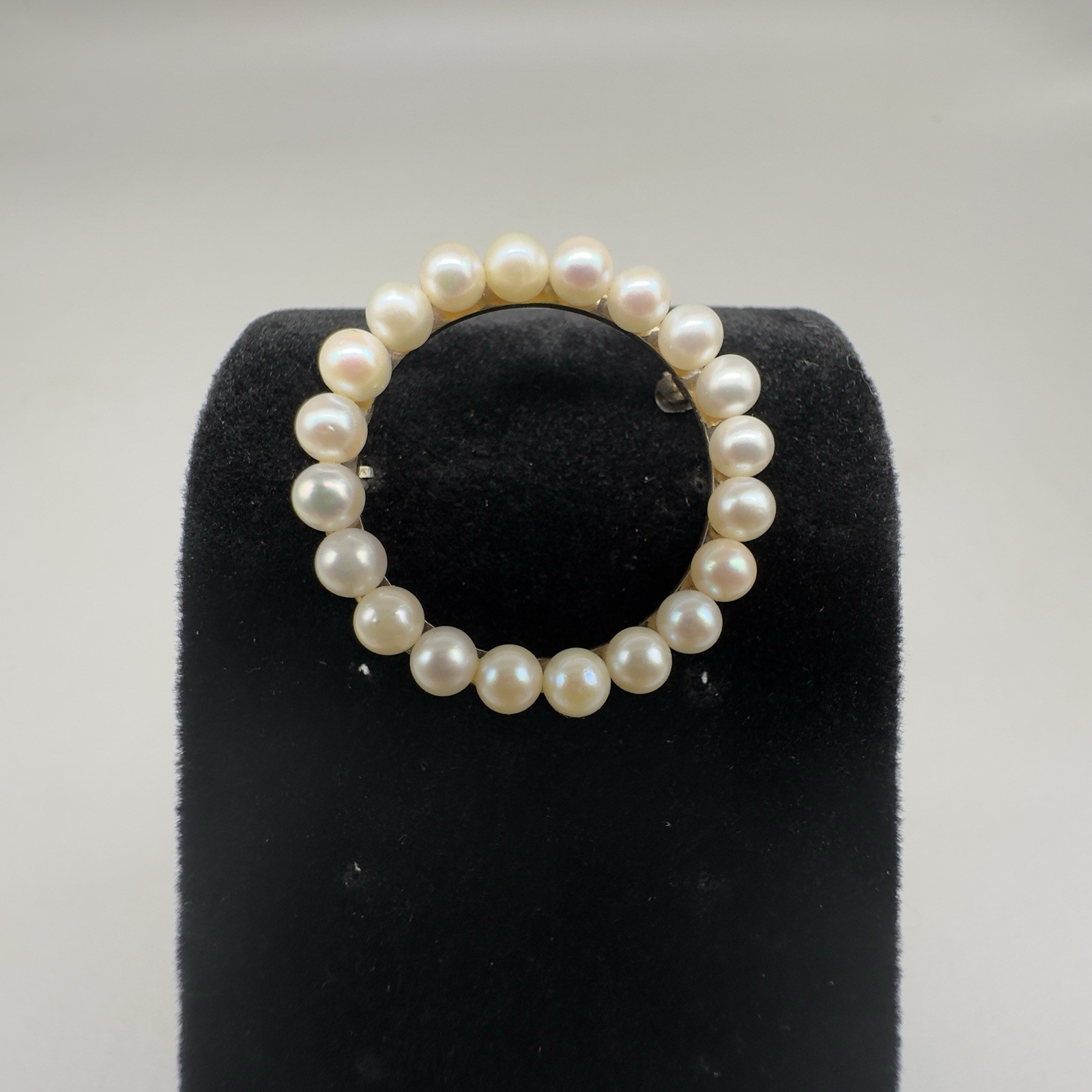BAB 1/20th 12k Gold Filked Faux Pearl Circle Brooch/Pin