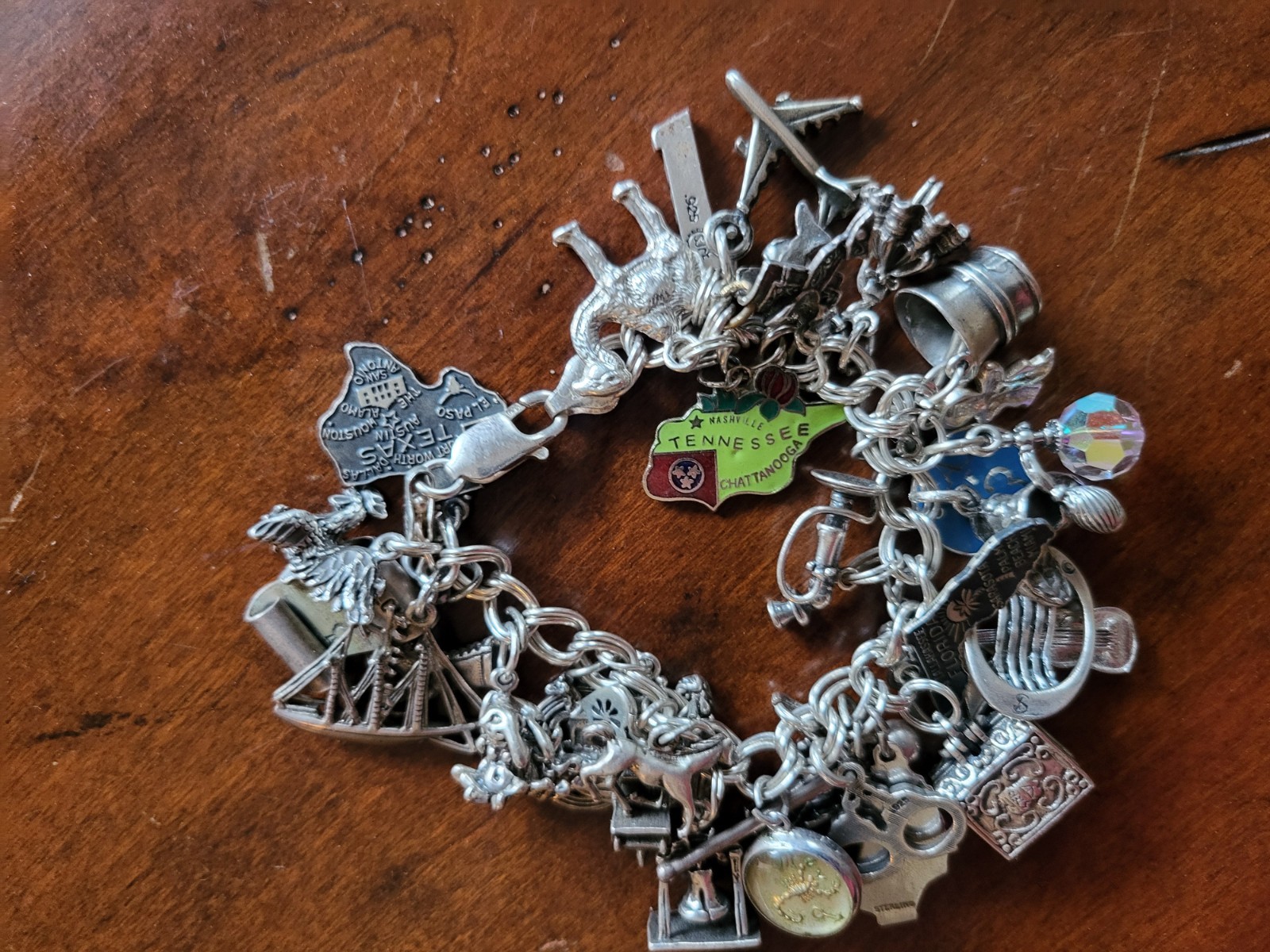 Vintage 925 Sterling Silver Loaded Charm Bracelet 104 Grams