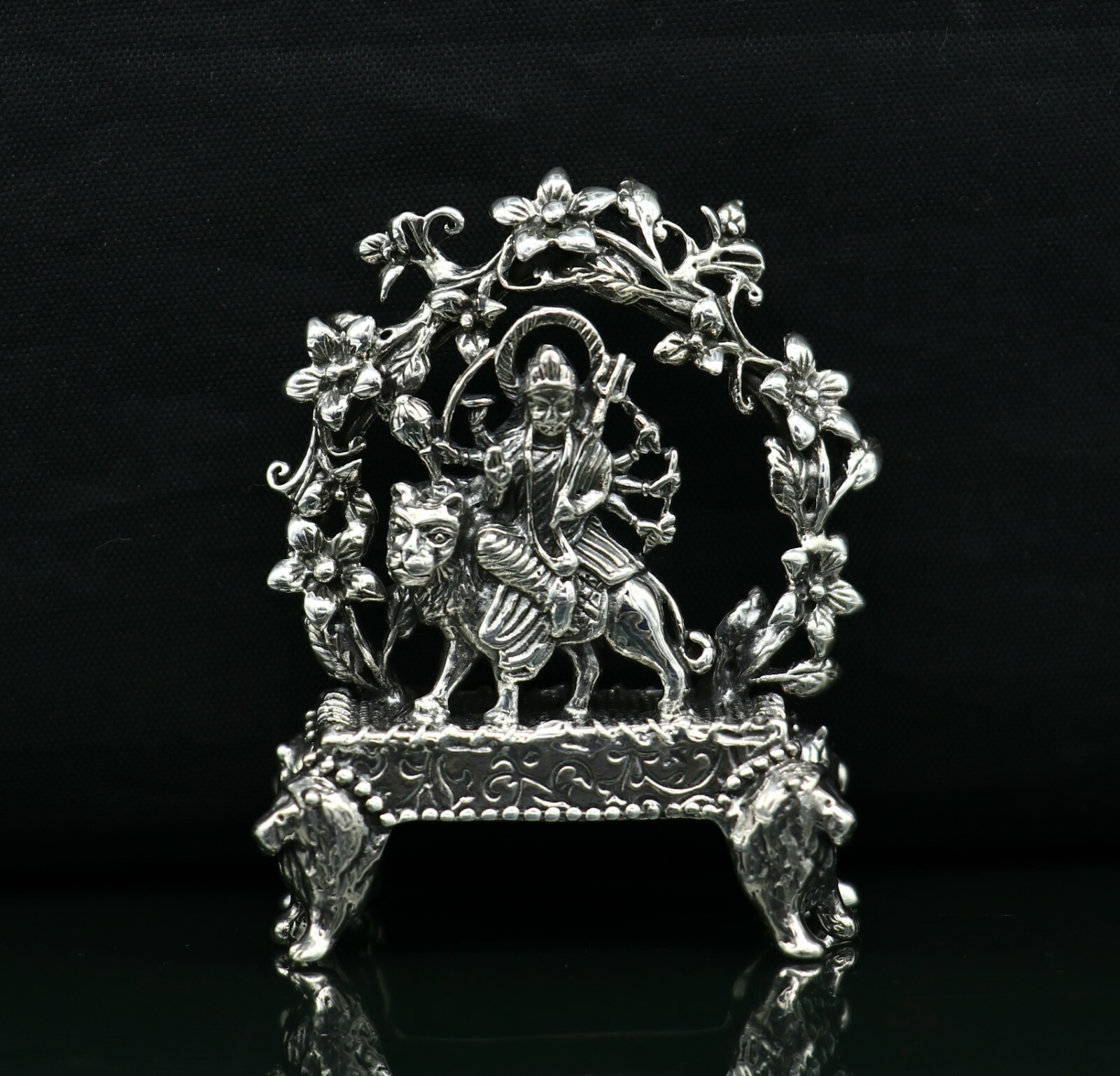 925 silver Goddess bhawani durga statue, figurine,puja article home temple art06