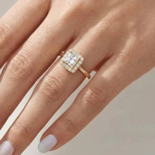 1.98TCW Princess & Round Cut White Moissanite Women’s Ring In 10K Yellow Gold FN