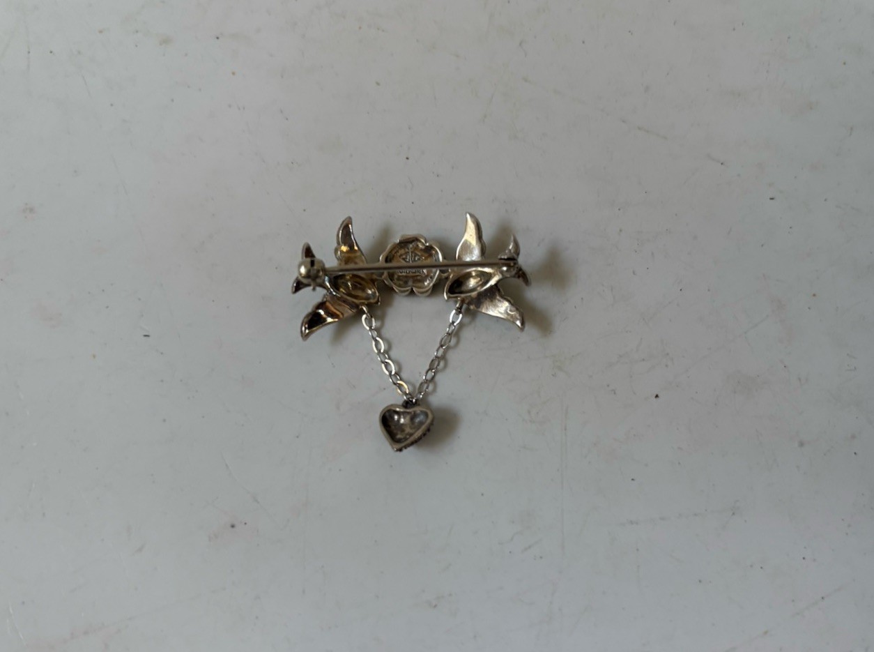 Judith Jack NY Sterling Silver & Marcasite Birds in Flight Brooch Pin JJ