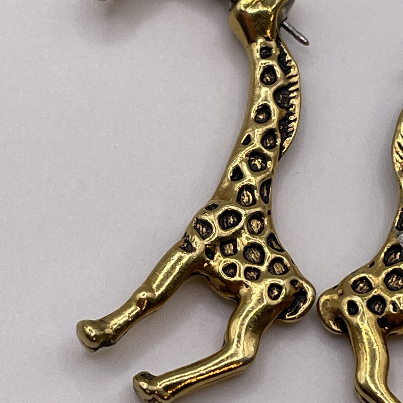 Earrings Vintage Giraffe Metal Gold Tone Animals Stud Pierced Jewelry