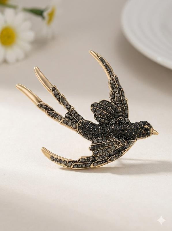 New Collection Dold And Gray Antique Bronze Bird Brooch