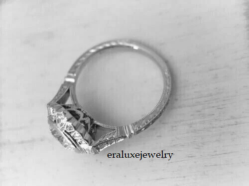 4Ct Vintage Art Deco Style Lab Created Diamond Engagement 14K White Gold FN Ring