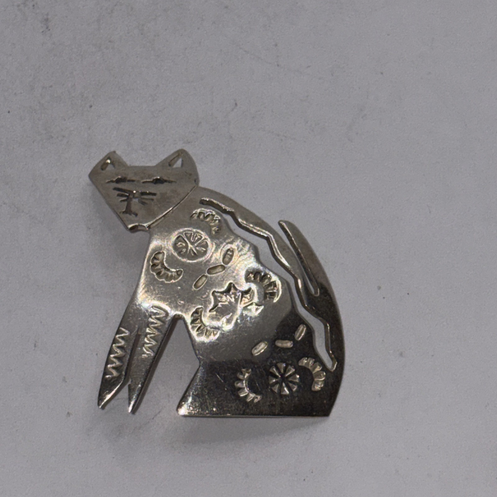 Vintage Mexico 925 Sterling Silver Cat Brooch Kitty Pin Cat Lovers