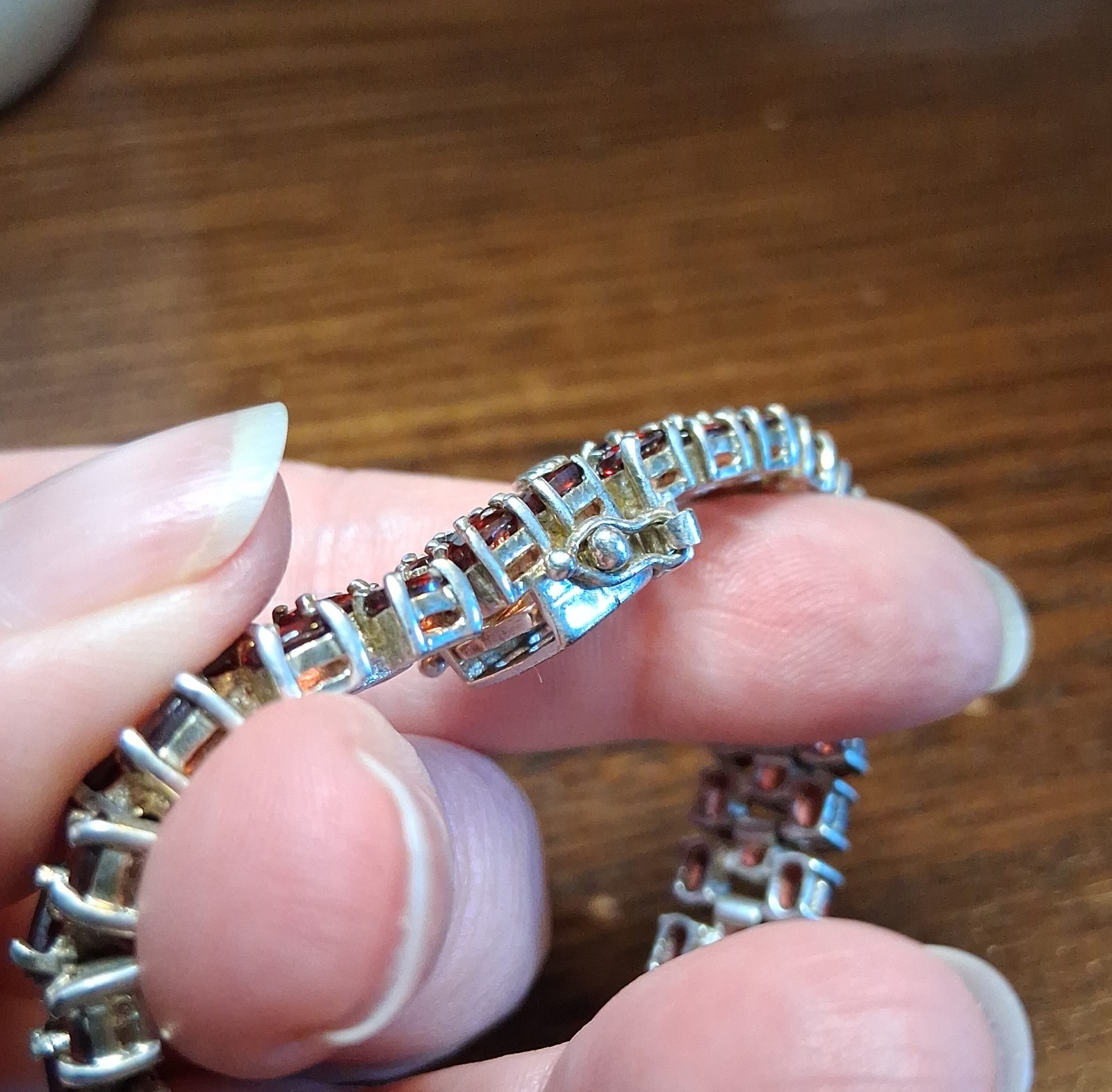 Vintage 1990s Sterling Garnet CZ Tennis Bracelet 37grams See Pics/Description
