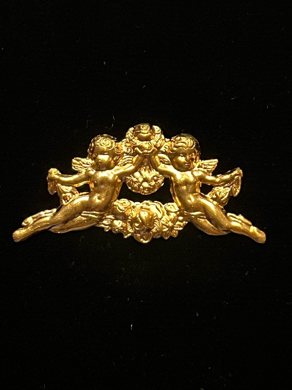 Vintage Cherub Gold Plated Brass Stamping for Jewelry Design NOS 22K Gold Plated