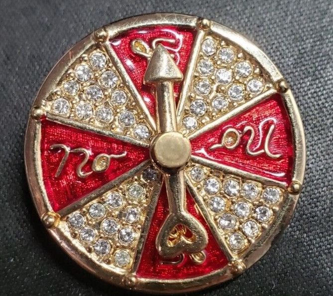 Swarovski Crystal Roulette Yes No Wheel Pin Brooch Jewelry Christmas Gift