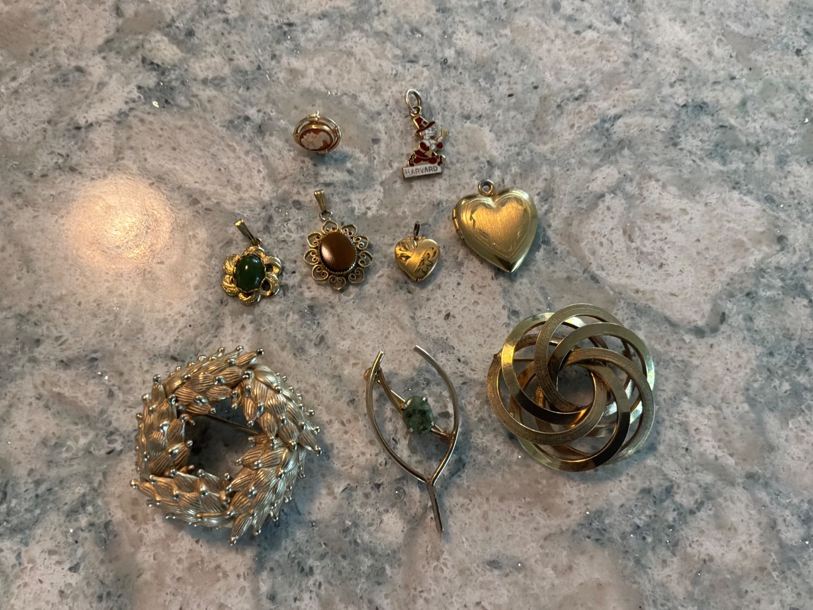 Vintage Mix Lot of Brooches/ Pendants/ Lockets/ Bel-ron/ Wells/ CR. CO/ Etc