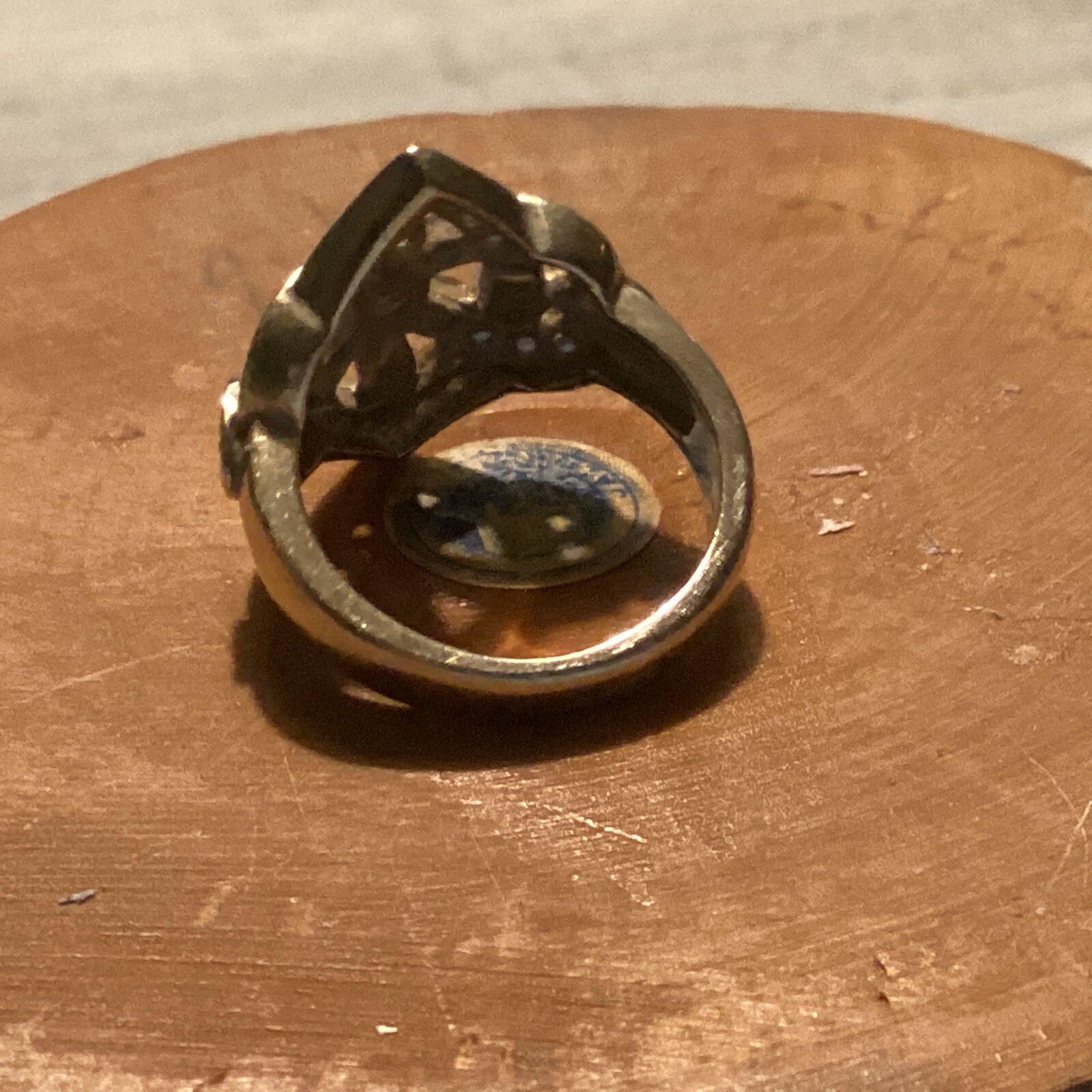 Vintage Electroplate Silver Tone Ring Art Deco Style Size 6.25
